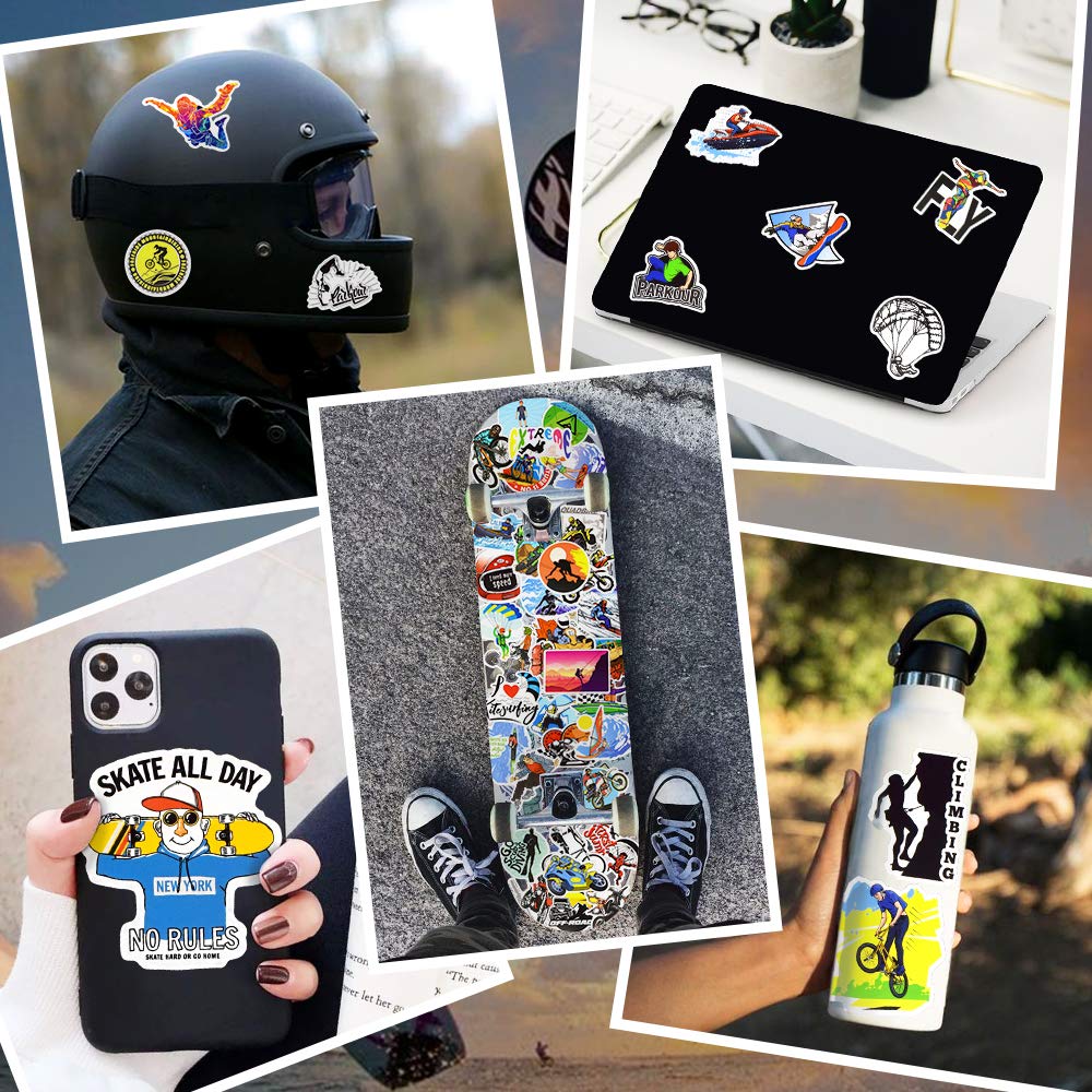 QTL Waterproof Stickers for Kids & Teens - 50Pcs Sports, Water Bottle, Laptop & Skateboard Decals - Durable Vinyl Stickers for School, Gym, Outdoor Activities & Personalizing Devices