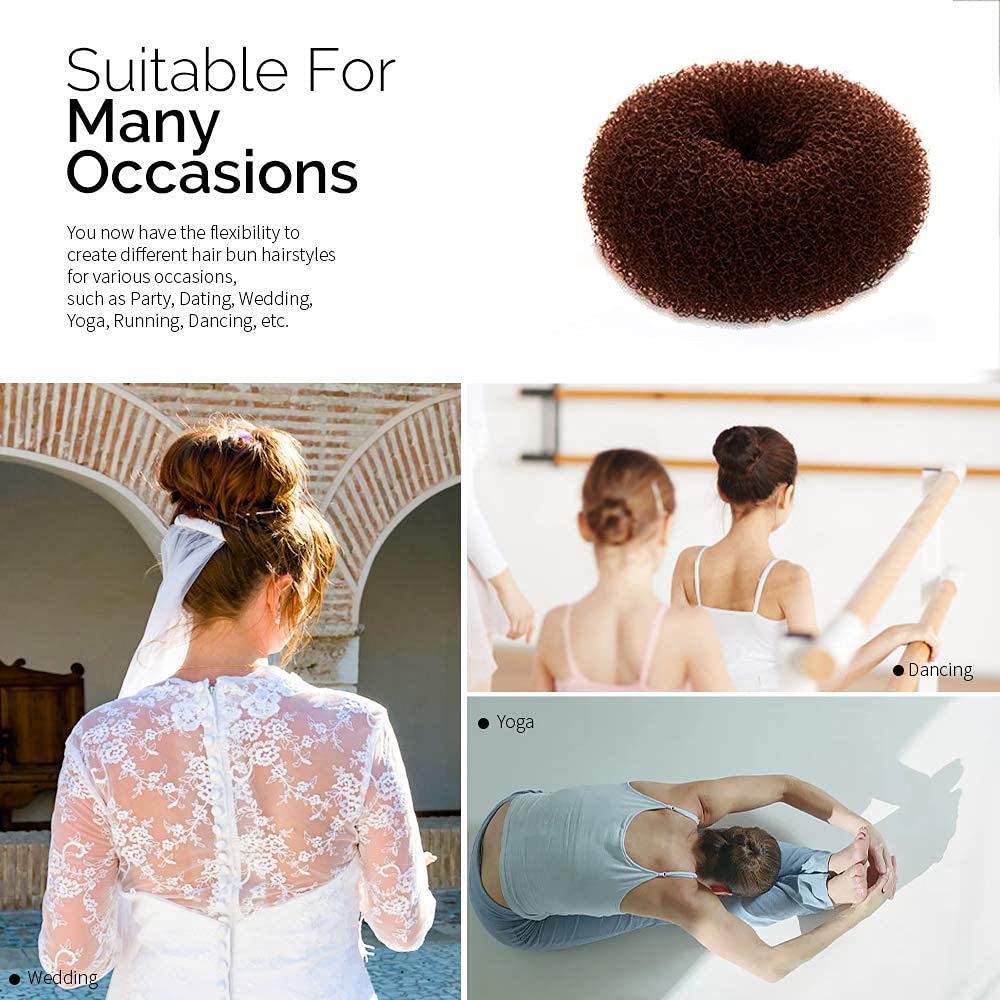 2PCS Kids Hair Donut Bun Maker - 2.5 Inch Small Brown Ring Style Hair Bun Maker for Girls | Perfect for School, Dance, Ballet & Everyday Hairstyles