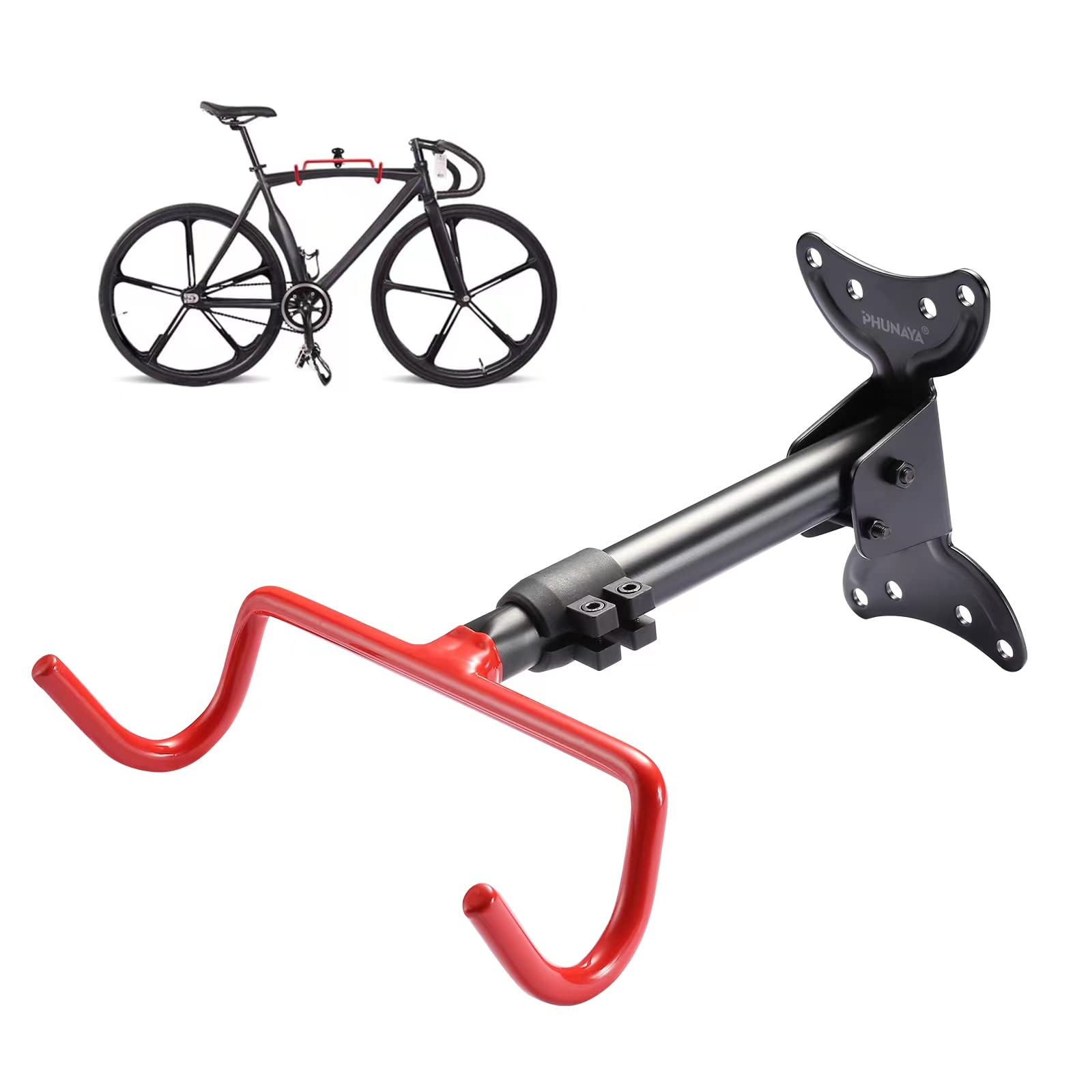 Adjustable Wall Mount Bike Hanger - Heavy Duty Foldable Bicycle Hook for Garage Storage, Horizontal Bike Holder with Screws (1 Pack) - Perfect for Small Spaces & Organized Bike Storage