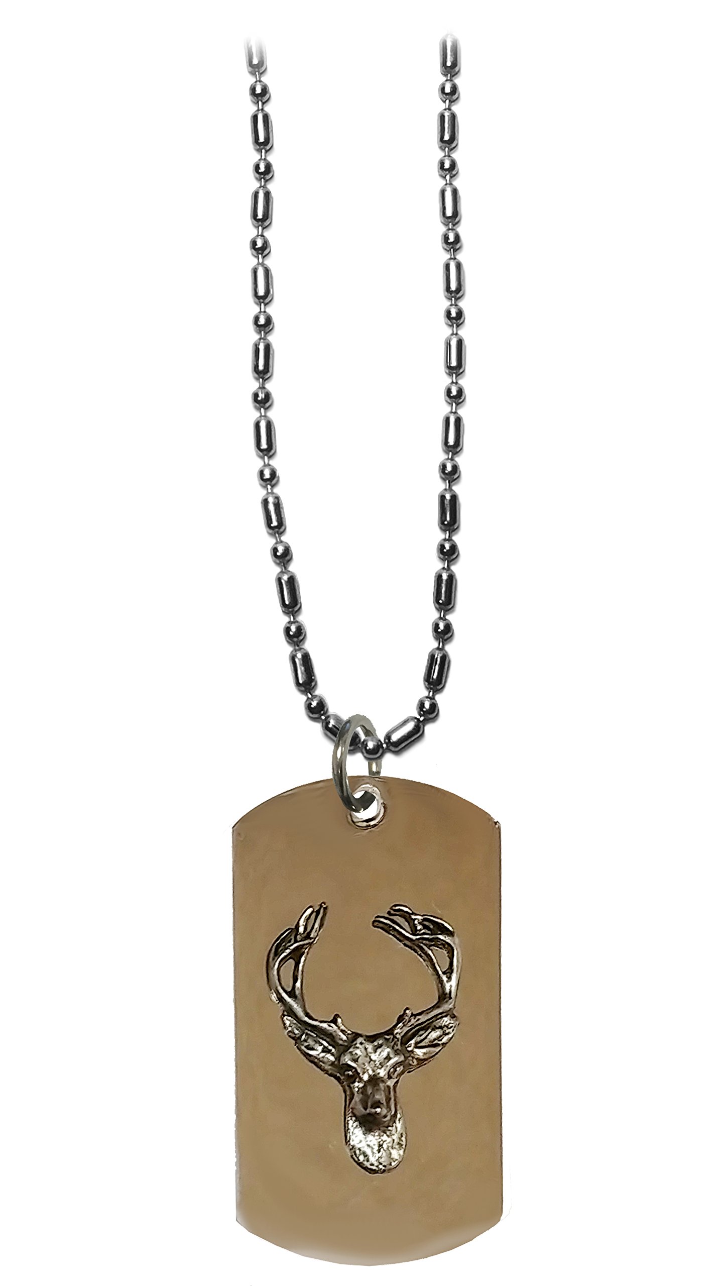 Shark Deer Buck Pewter Emblem Hat - Military Style Dog Tag, Luggage Tag & Keychain Necklace for Outdoor Adventures and Travel Accessories