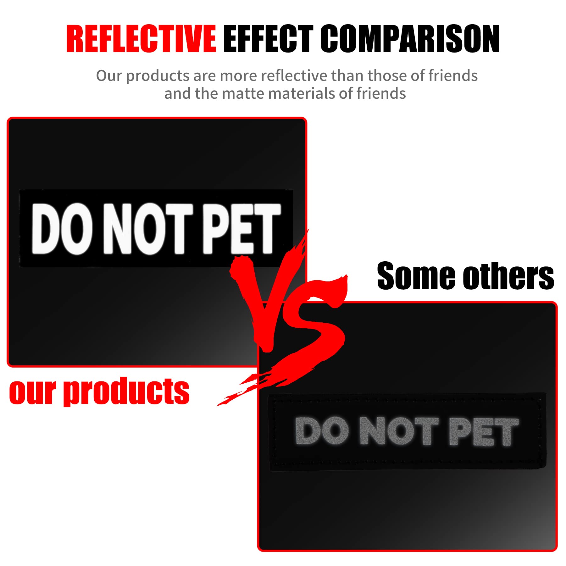 Reflective Do Not Pet Patches for Dogs - Set of 2 Removable IronSeals Vest Harness Patches with Reflective Letters - Ideal for Emotional Support, Therapy Dog Vests, Harnesses, Collars & Leashes - Perfect for Night Walks, Public Outings & Service Dog Identification