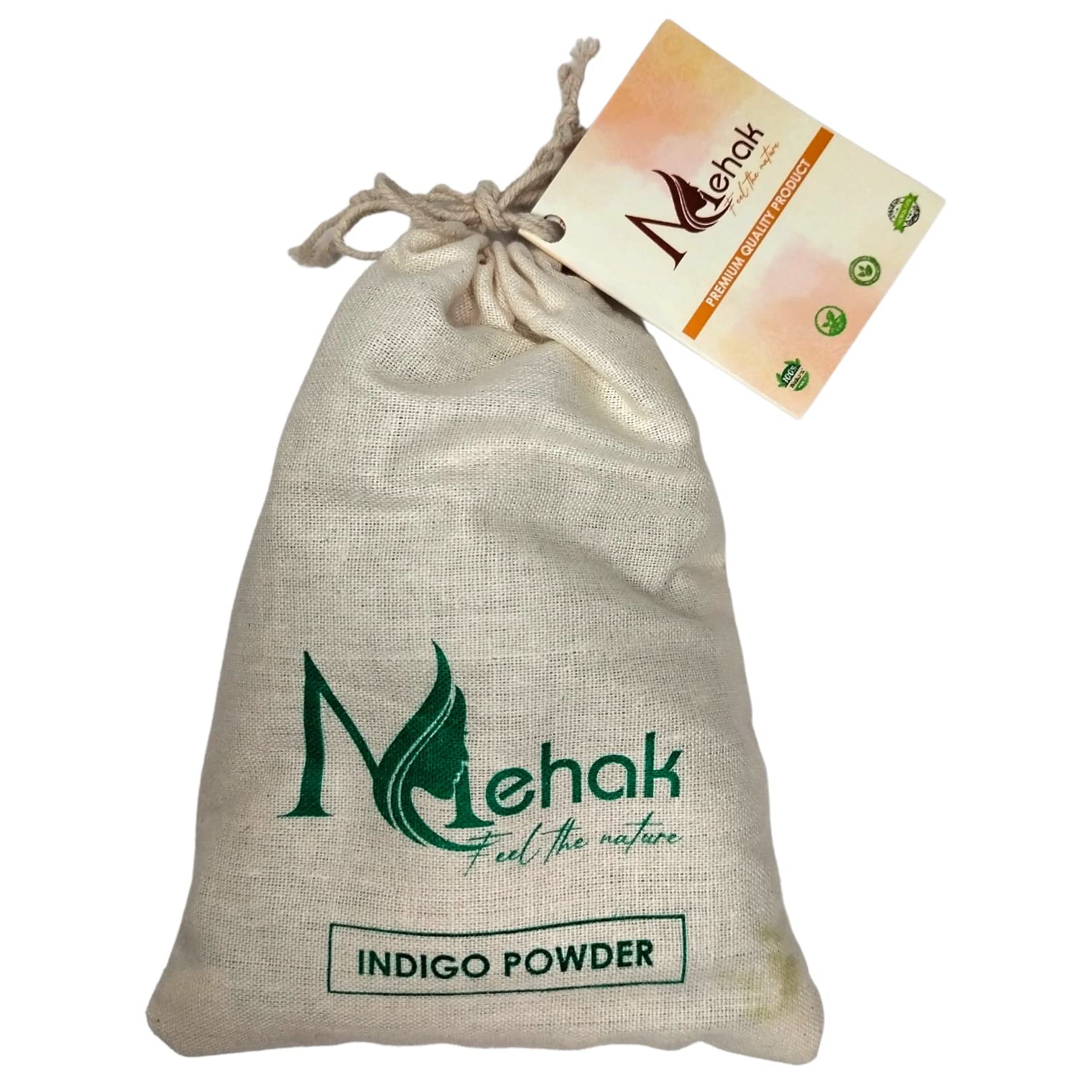 Organic Mehak Pure Indigo Powder for Hair - 200g Natural Black Hair Dye | Chemical-Free Henna Alternative for Gray Coverage & Hair Coloring at Home