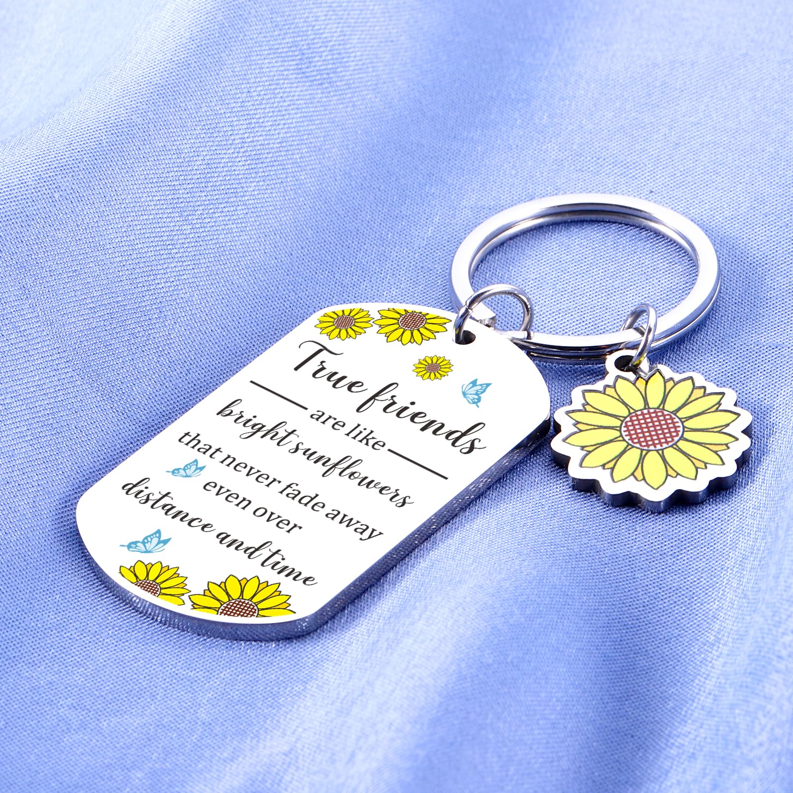 Sunflower Keychain for Women - Inspirational Friendship Gifts for Bestie, Coworker & Birthday | Cute Sunflower Accessories for Work, Purse & Daily Motivation