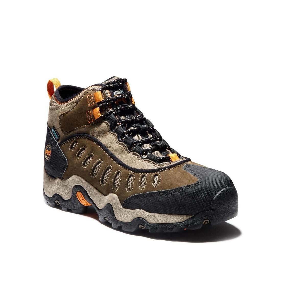 Mudslinger Steel Toe Waterproof Work Boots for Men - Brown Safety Shoes for Construction, Hiking & Outdoor Work | Slip Resistant & Comfortable