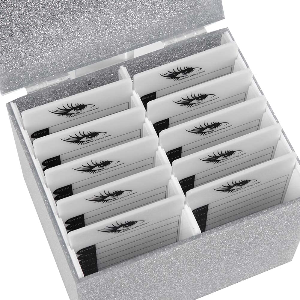 10-Layer Eyelash Storage Case with Drawer Design - Silver False Eyelash Organizer Box for Professional Makeup Artists & Beauty Enthusiasts | Perfect for Salon, Travel, and Home Makeup Organization