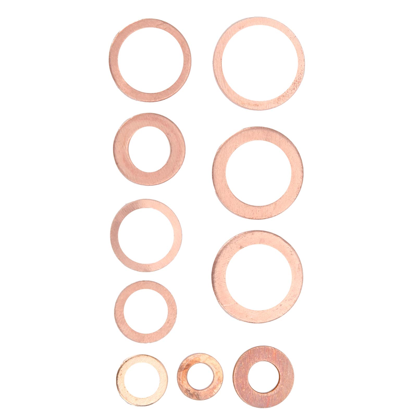 200pcs Copper Oil Seal Gasket O-Ring Set - Flat & Round Sealing Washers for Automotive, Plumbing & Industrial Applications - High-Temp Resistant Metal Gaskets for Engines, Pipes and Machinery