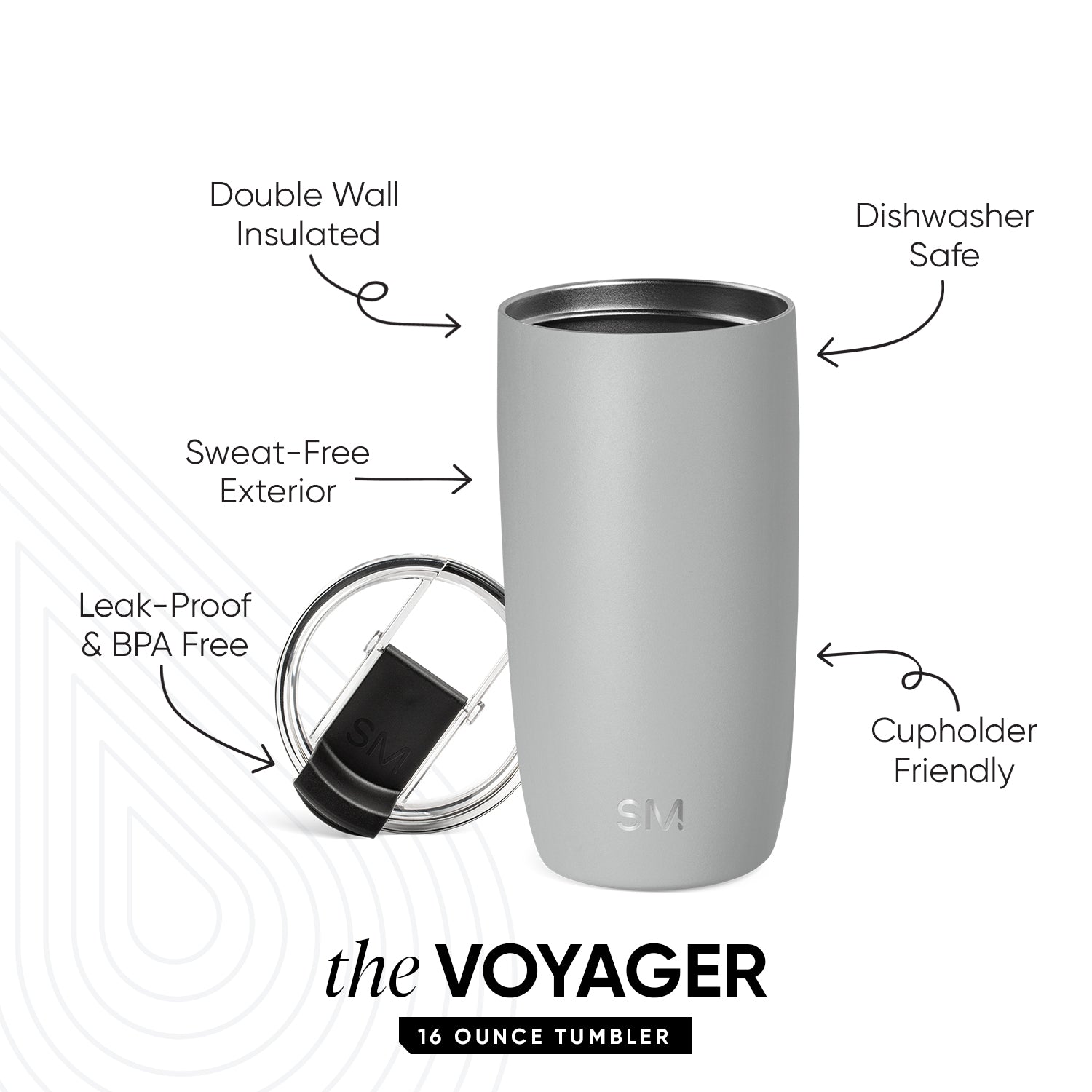 Voyager Insulated Tumbler with Clear Flip Lid & Straw - 20oz Stainless Steel Travel Mug for Hot & Cold Drinks - Perfect for Coffee, Tea, Water on the Go, Office, Gym, Hiking & Outdoor Activities