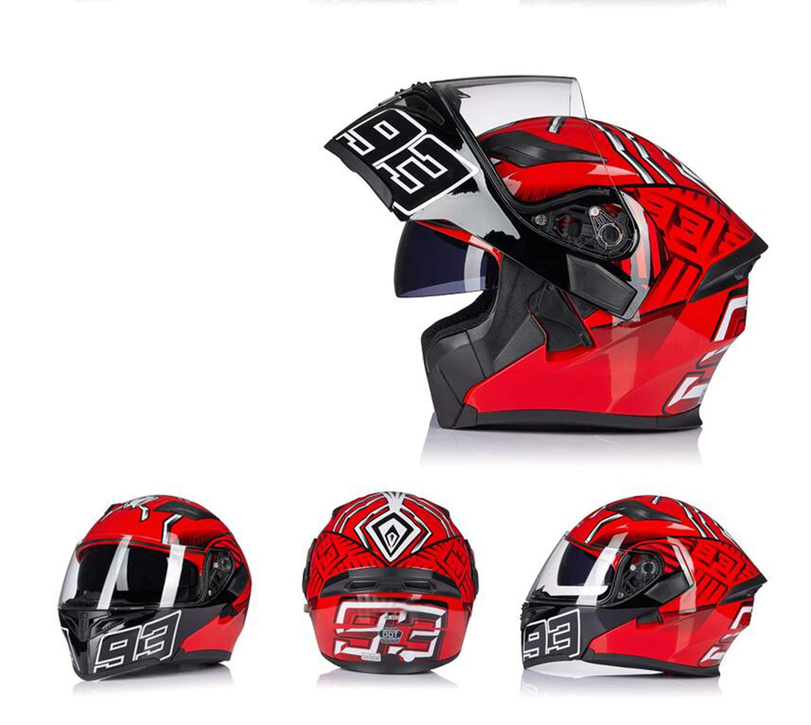 DOT Approved Full Face Flip Up Motorcycle Helmet - Lightweight Motorbike & Moped Helmet for Men & Women - Perfect for Street Riding, Commuting & Adventure Tours