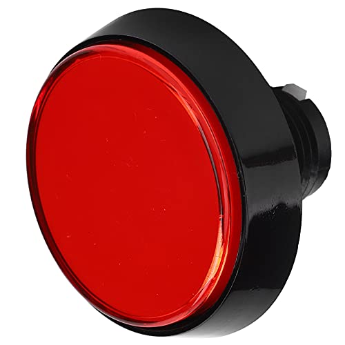 60mm LED Light Big Round Flat Button with 3 Foot Switch - Red Arcade Power Switch for Video Game Consoles & DIY Control Panels - Perfect for Arcade Machines, Gaming Setups & Custom Electronics Projects