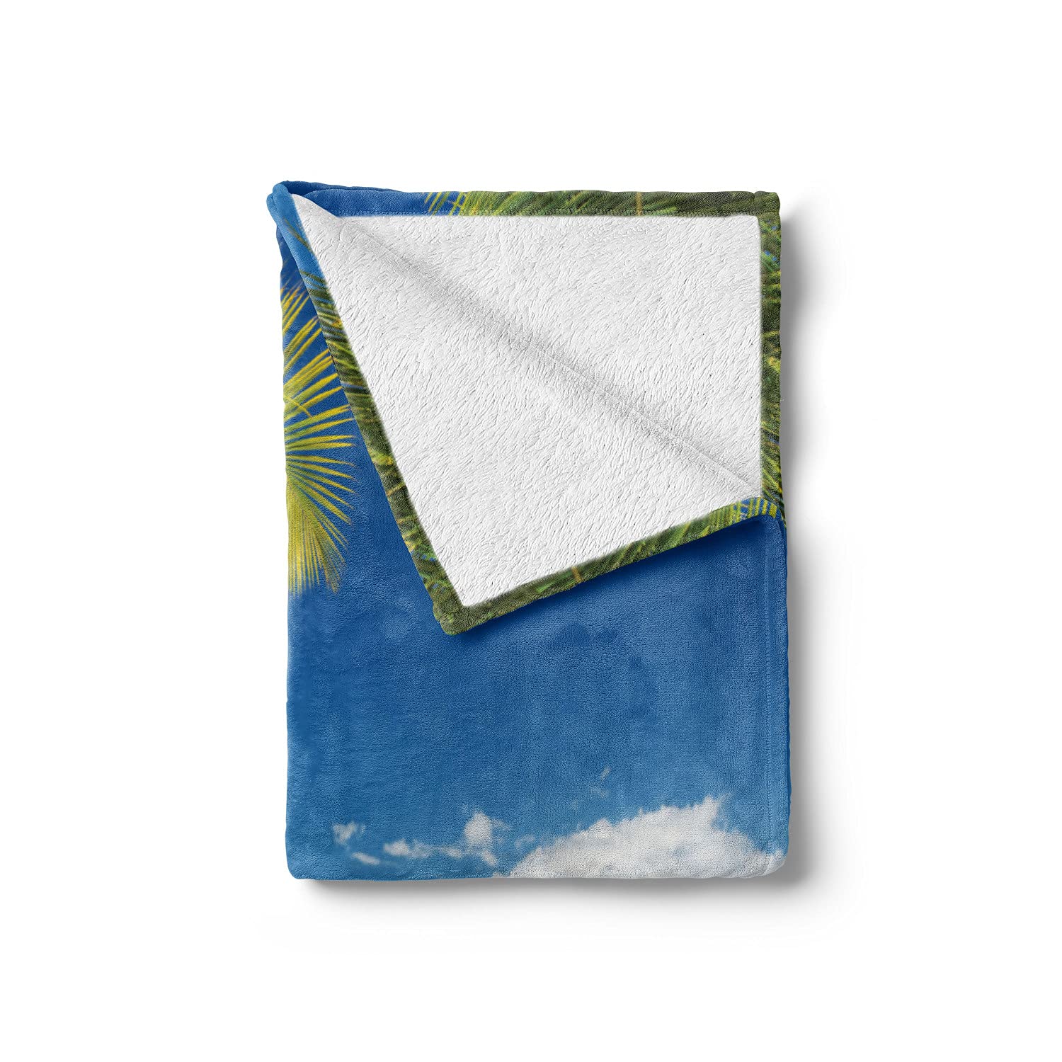 Ambesonne Seaside Throw Blanket - Soft Flannel Fleece Blanket with Relaxing Beach & Palm Tree Design, 70