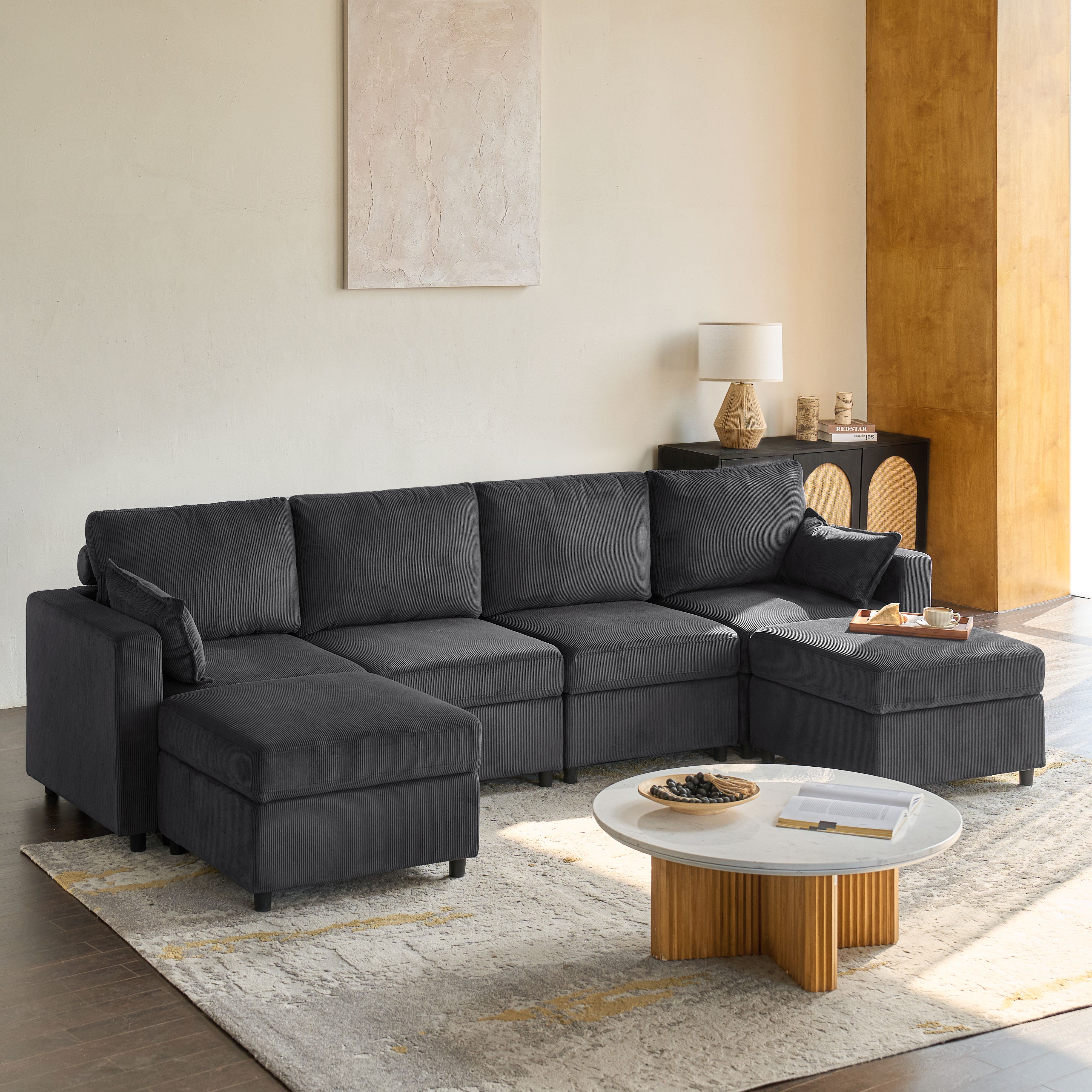 Amando Soft Storage Sectional Sofa - Modern L-Shaped Couch with Hidden Storage | Perfect for Small Spaces, Living Room & Apartment | Comfortable & Stylish Home Furniture