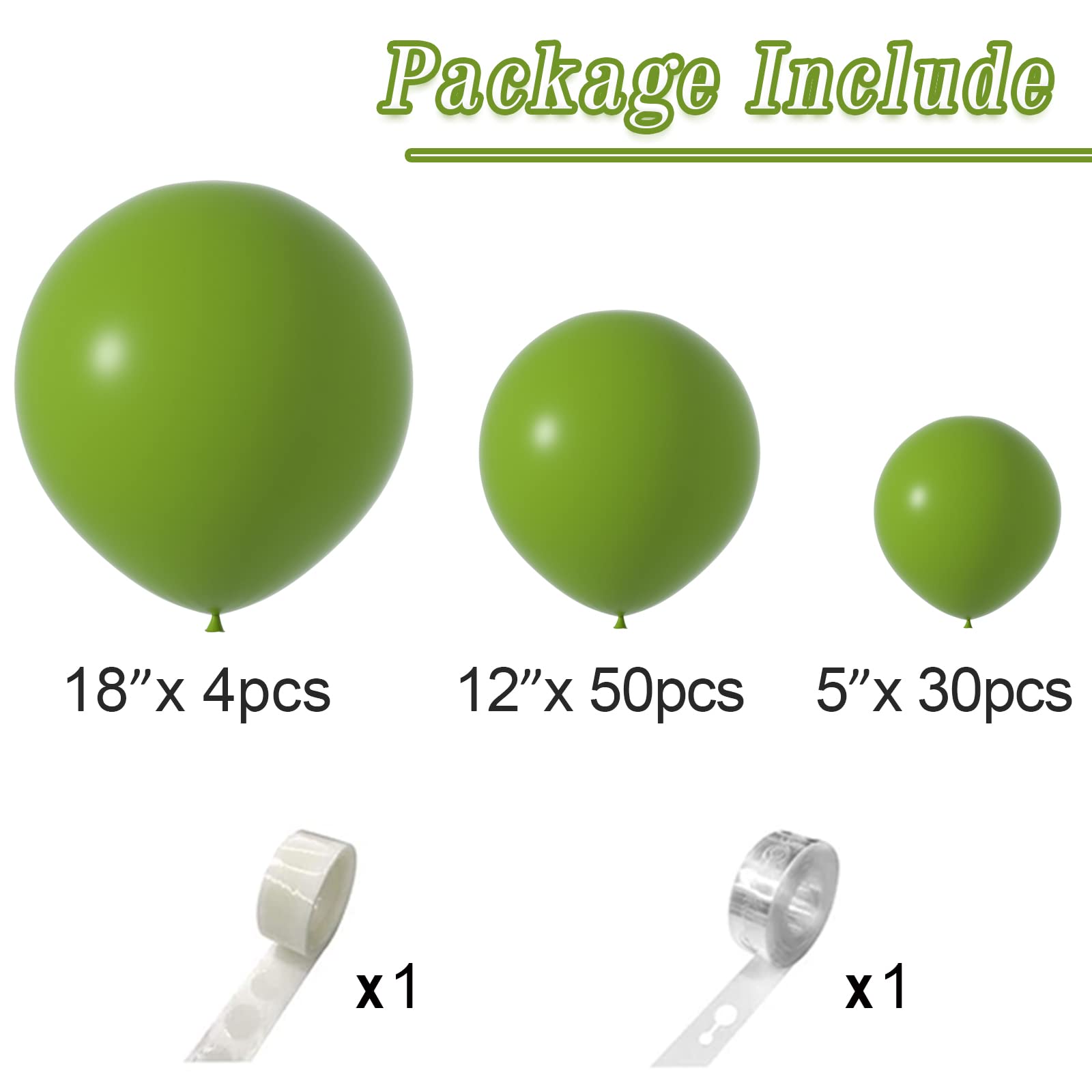 84-Piece Sage Green Balloons Kit - 5, 12 & 18 Inch Olive Green Balloons for Garland, Arch Decor | Perfect for Birthday Parties, Baby Showers & Wedding Decorations | Party Supplies & Event Decoration