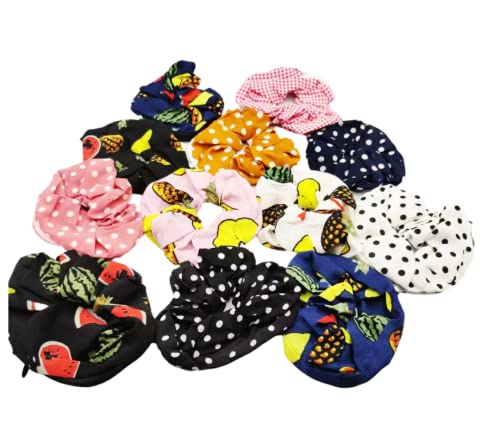 AB Beauty House Soft Fabric Hair Bands - 6 Pack Multi-Color Ponytail Holders & Scrunchies for Women & Girls (2 Color Options with Zip Pouch) - Perfect for Workouts, Office, School & Everyday Styling