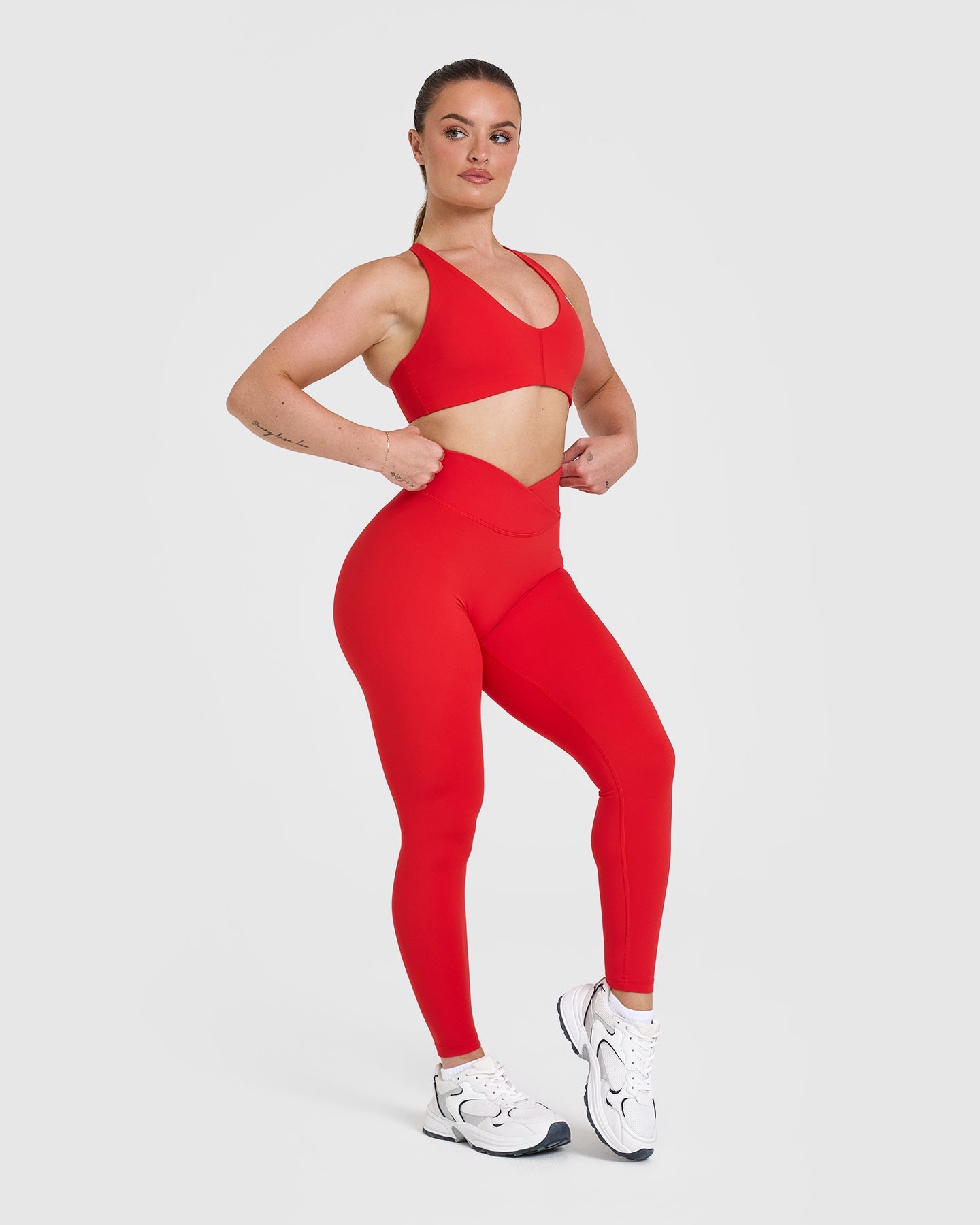 Unified Wrap Leggings for Women - Muscle Mommy Red Workout Leggings | Perfect for Yoga, Gym & Running