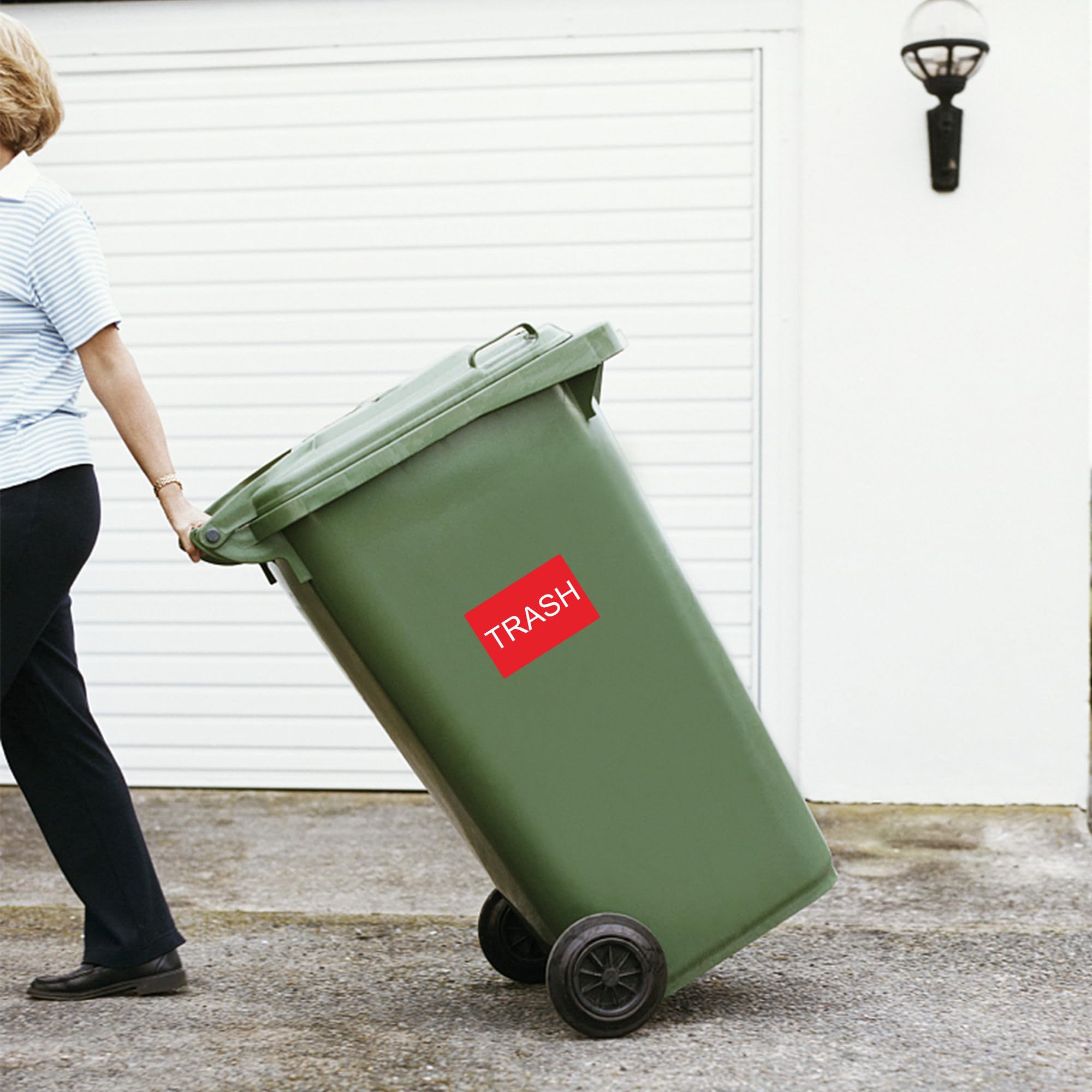 2×3 Inch Disposal & Trash Can Stickers - 300 Adhesive Labels Per Roll, Large Red Background with White Text | Perfect for Waste Bins, Recycling Containers & Office Organization