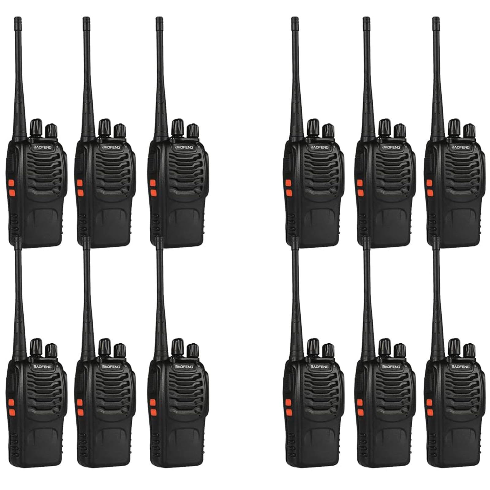 12 Pack Baofeng BF-888S Long Range Walkie Talkies for Adults - Rechargeable Two-Way Radios with 16 Channels, Earpiece Mic & Flashlight - Ideal for Team Communication, School Activities, Hunting, Skiing & Outdoor Adventures