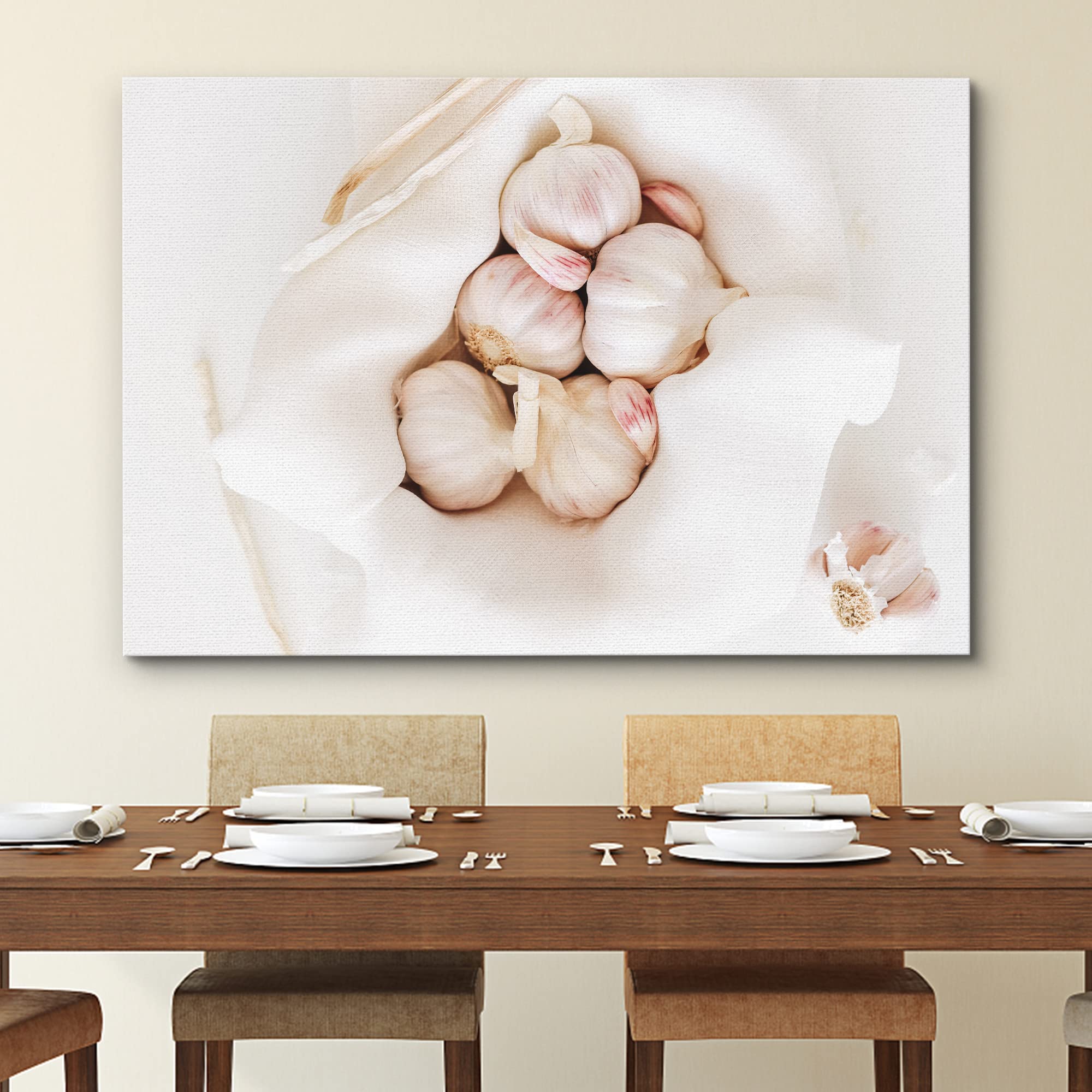 Wall26 Premium Canvas Print - Zesty Garlic Bulb Herb Seasoning Food Photography - 32