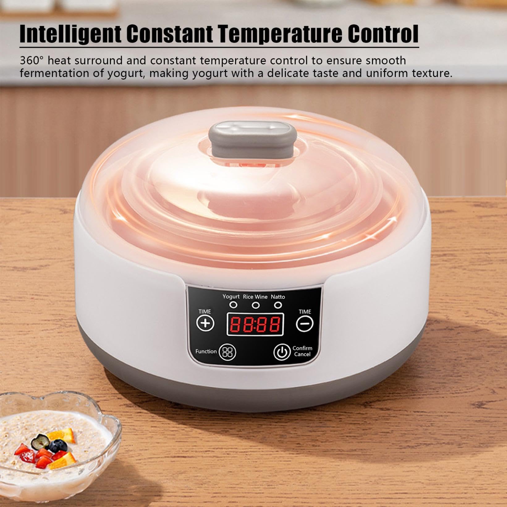 Automatic Probiotic Yogurt Maker Machine - 1.2L Electric Yogurt Maker with Temperature Control & 5 Glass Jars - Perfect for Homemade Greek Yogurt, Kefir, Dairy-Free & Vegan Yogurt Making at Home