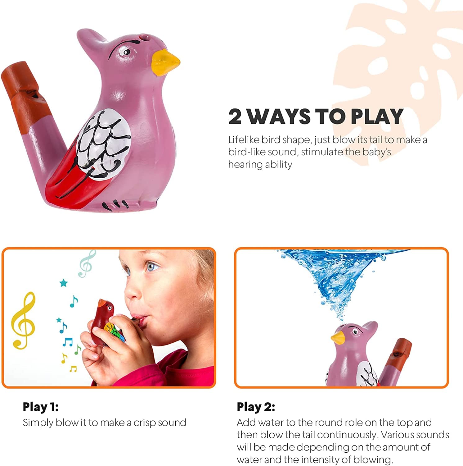 Natural Bird Sound Water Whistle - Clay Bird Whistle Toy (Pack of 3), Pour Water & Blow for Realistic Bird Calls | Perfect Gift for Kids, Bird Lovers & Outdoor Enthusiasts | Great for Camping, Hiking & Nature Exploration