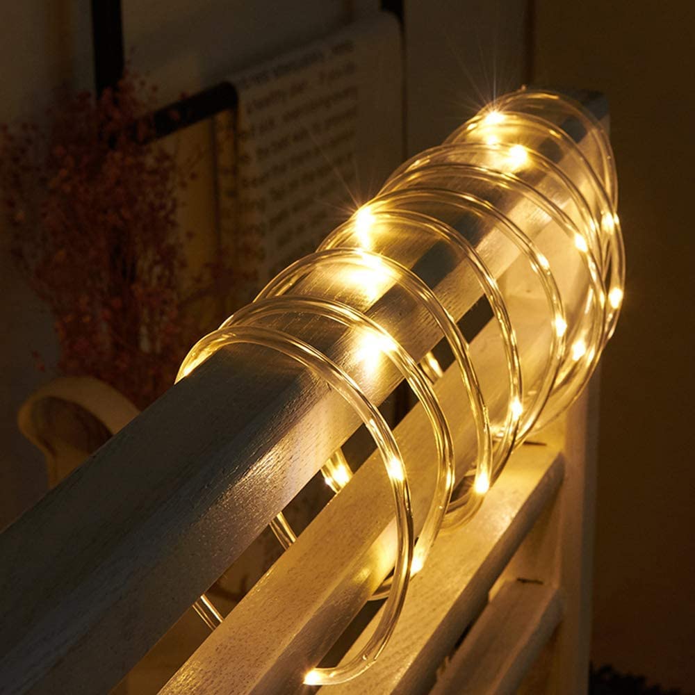 200 LED Waterproof Outdoor Rope Lights - 66Ft Warm White Flexible String Lights for Patio, Pool, Bedroom, Living Room, Landscape & Christmas Tree Decorations - Perfect for Parties, Weddings and Holiday Lighting