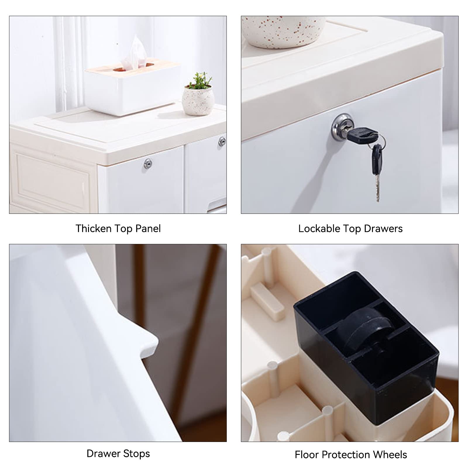 WOQLIBE 6-Drawer Plastic Dresser - Modern Stackable Vertical Clothes Storage Tower with Lockable Cabinet Drawers for Bedroom, Closet & Dorm Organization