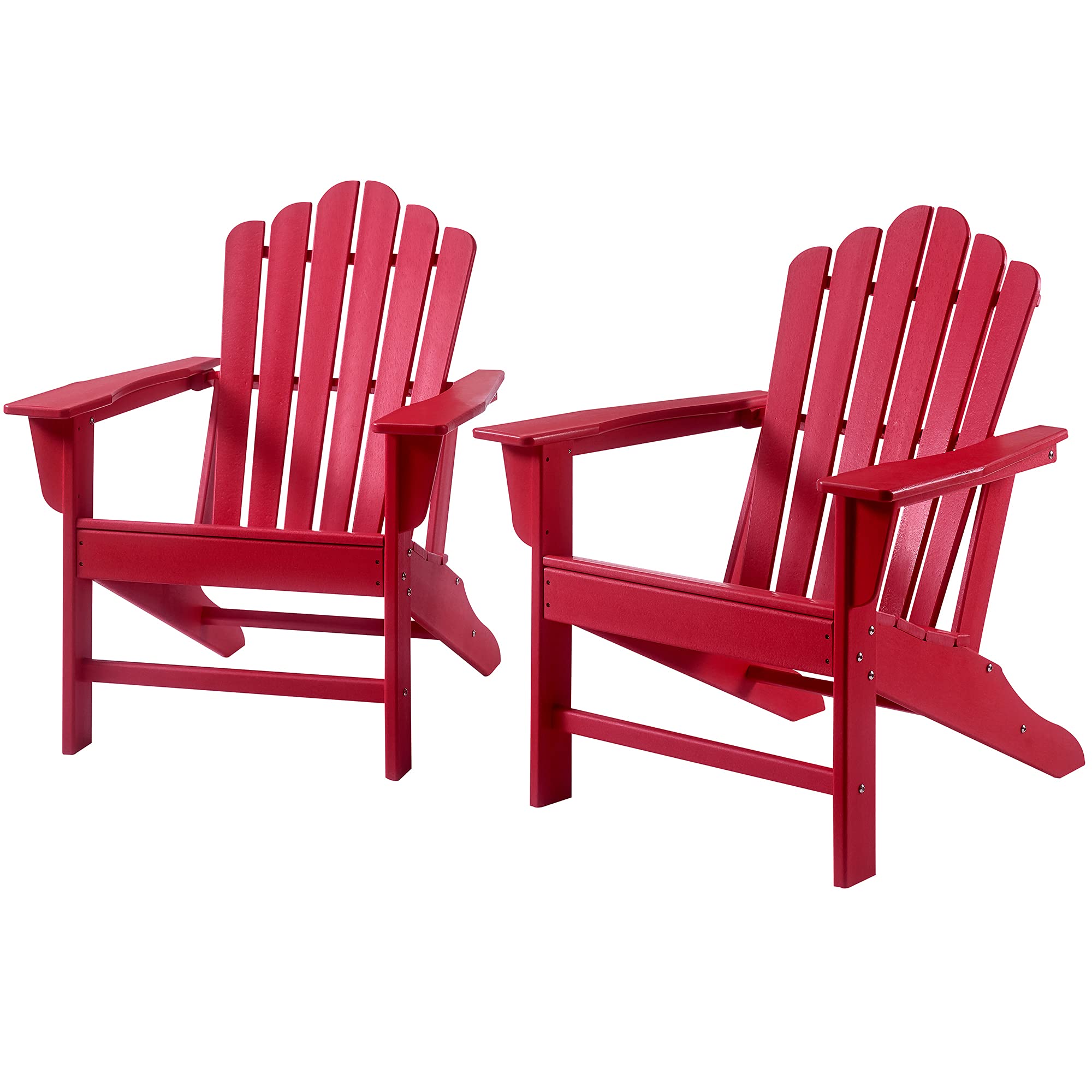 Premium Weather-Resistant Adirondack Patio Chairs Set of 2 - Heavy Duty Outdoor Furniture for Backyard, Garden, Deck & Porch - Perfect for Relaxing, Sunbathing & Outdoor Entertaining (Red)