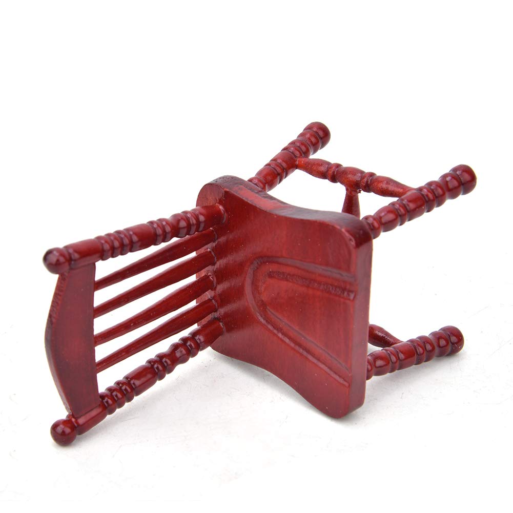 Red Wooden Dollhouse Furniture Chair - Exquisite Miniature Armchair for 1:12 Scale Dollhouse, Photography Props & Home Decoration | Perfect for Dollhouse Decor, Miniature Scenes & Creative Photography