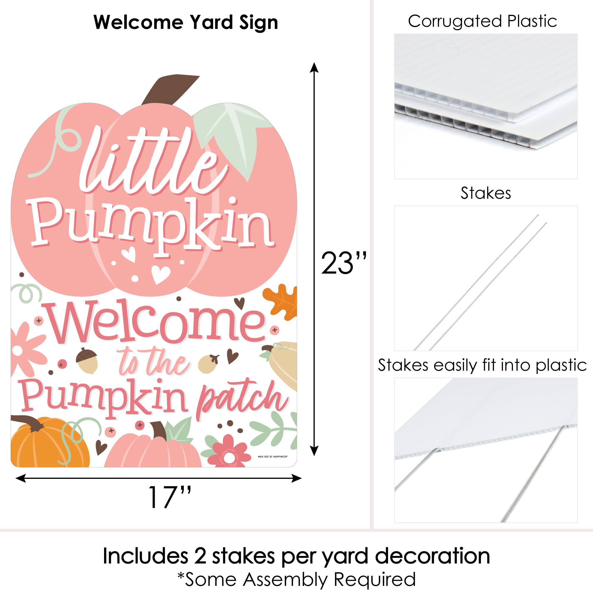 Big Dot of Happiness Girl Little Pumpkin Party Decorations - Fall Birthday Party, Baby Shower Welcome Yard Sign for Autumn Celebrations & Seasonal Home Decor