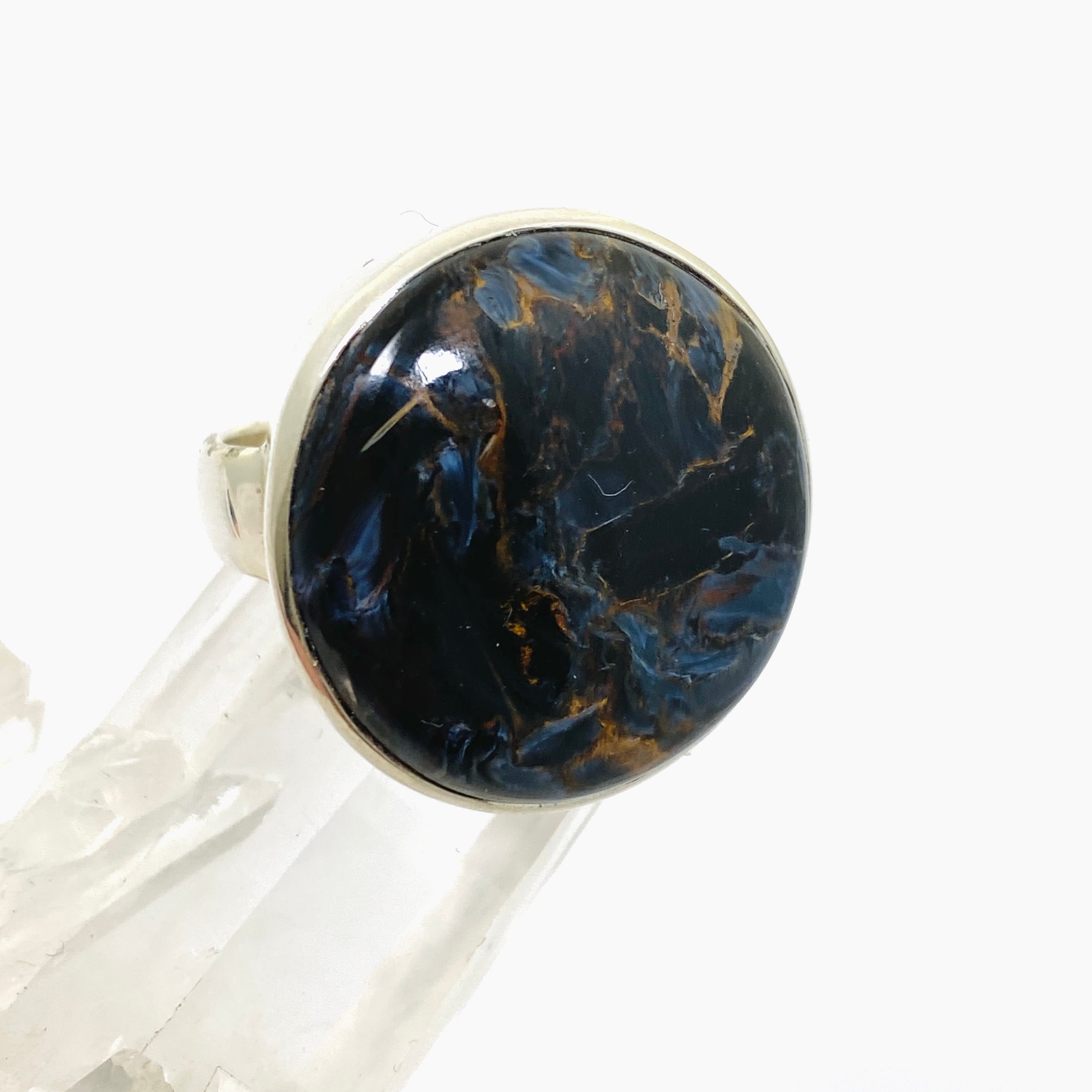 Pietersite Round Cabochon Ring - Size 10.5 - PRGJ897 - Elegant Gemstone Jewelry for Women, Perfect for Weddings, Parties & Special Occasions