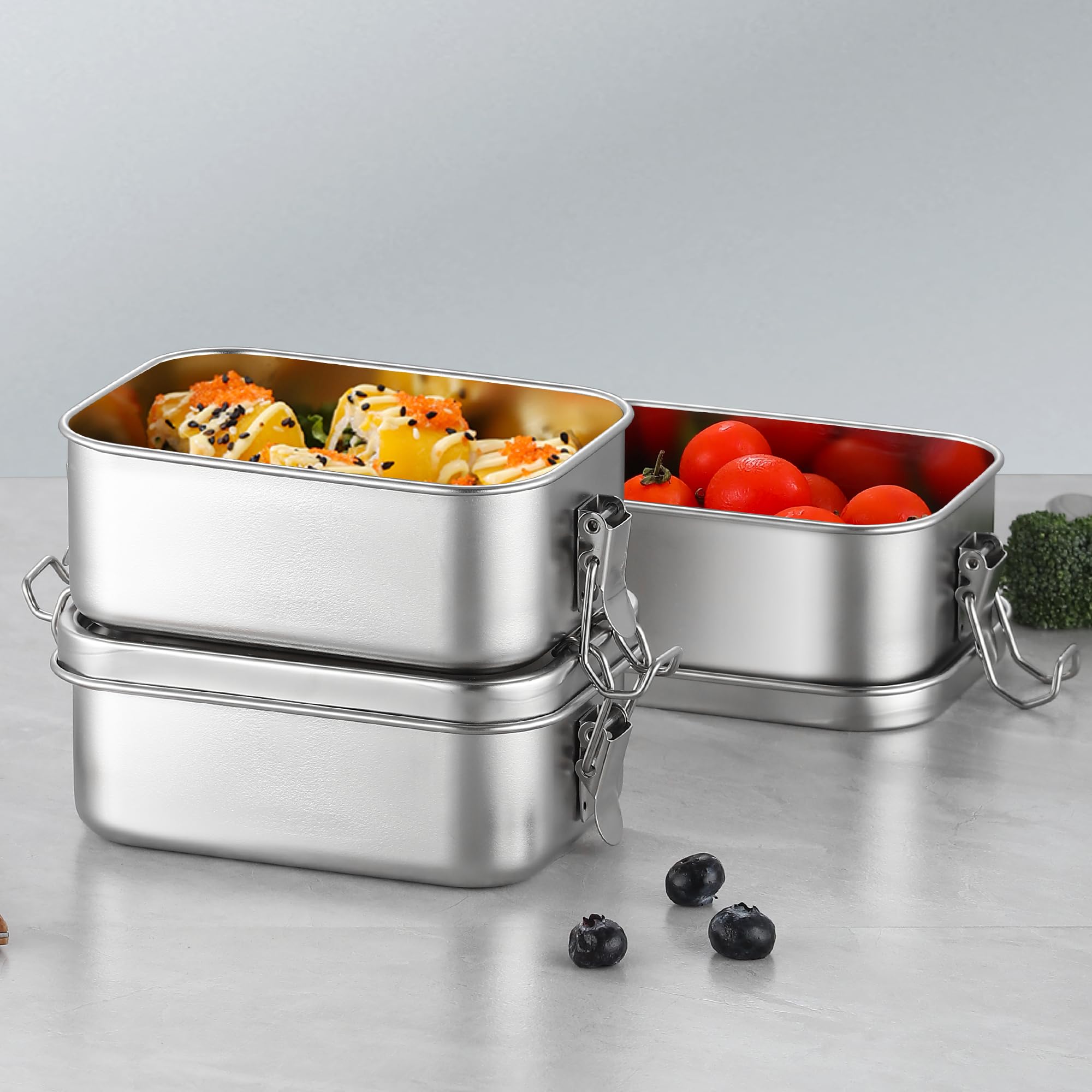Premium Stainless Steel Food Storage Containers Set - 550ml BPA-Free Reusable Metal Lunch Boxes with Lids | Freezer, Microwave & Dishwasher Safe | Ideal for Meal Prep, Office Lunch, Picnics & Camping