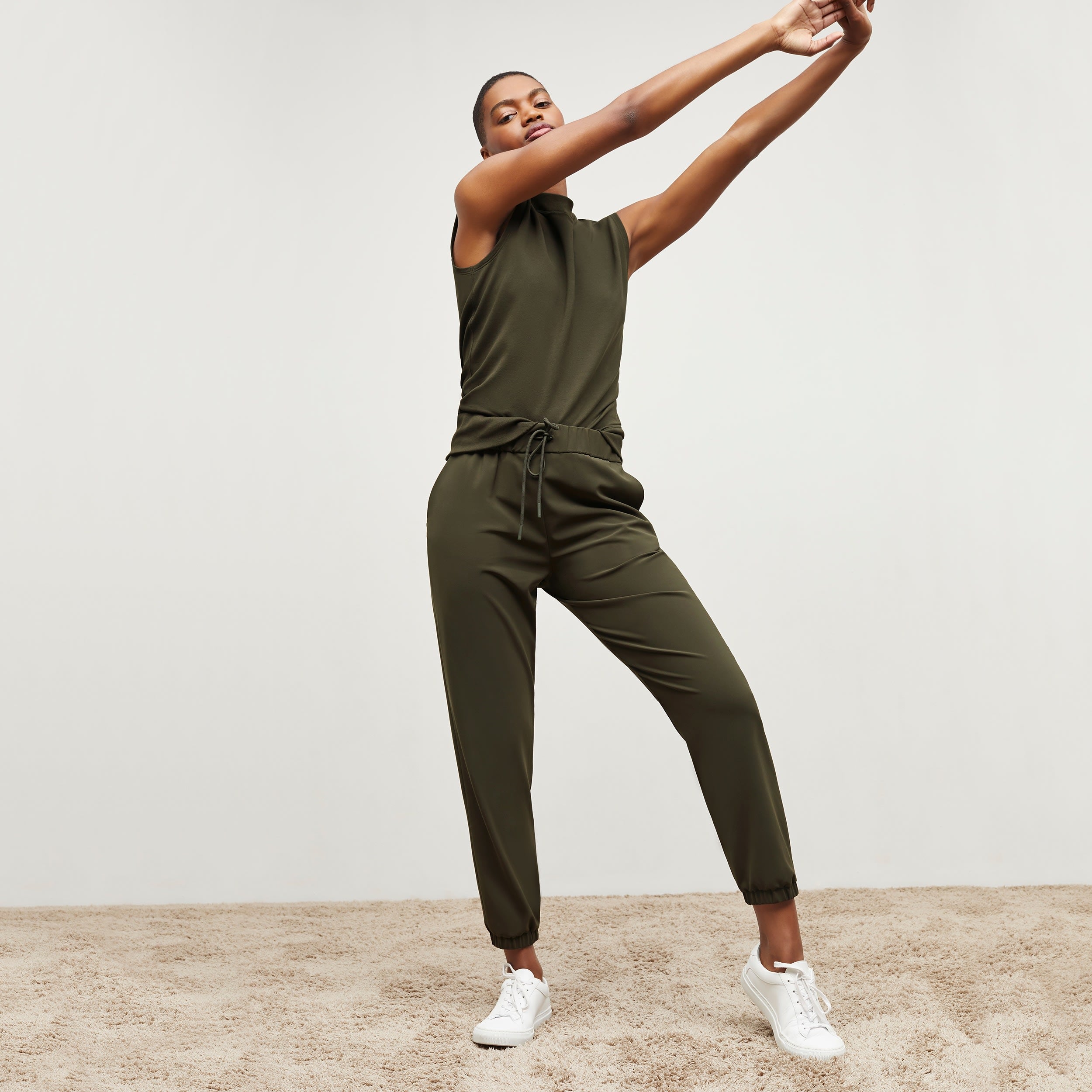 Delaney Jogger Pants for Women - OrigamiTech Stretch Olive Green Joggers | Comfortable Workout, Yoga, Lounge & Casual Wear