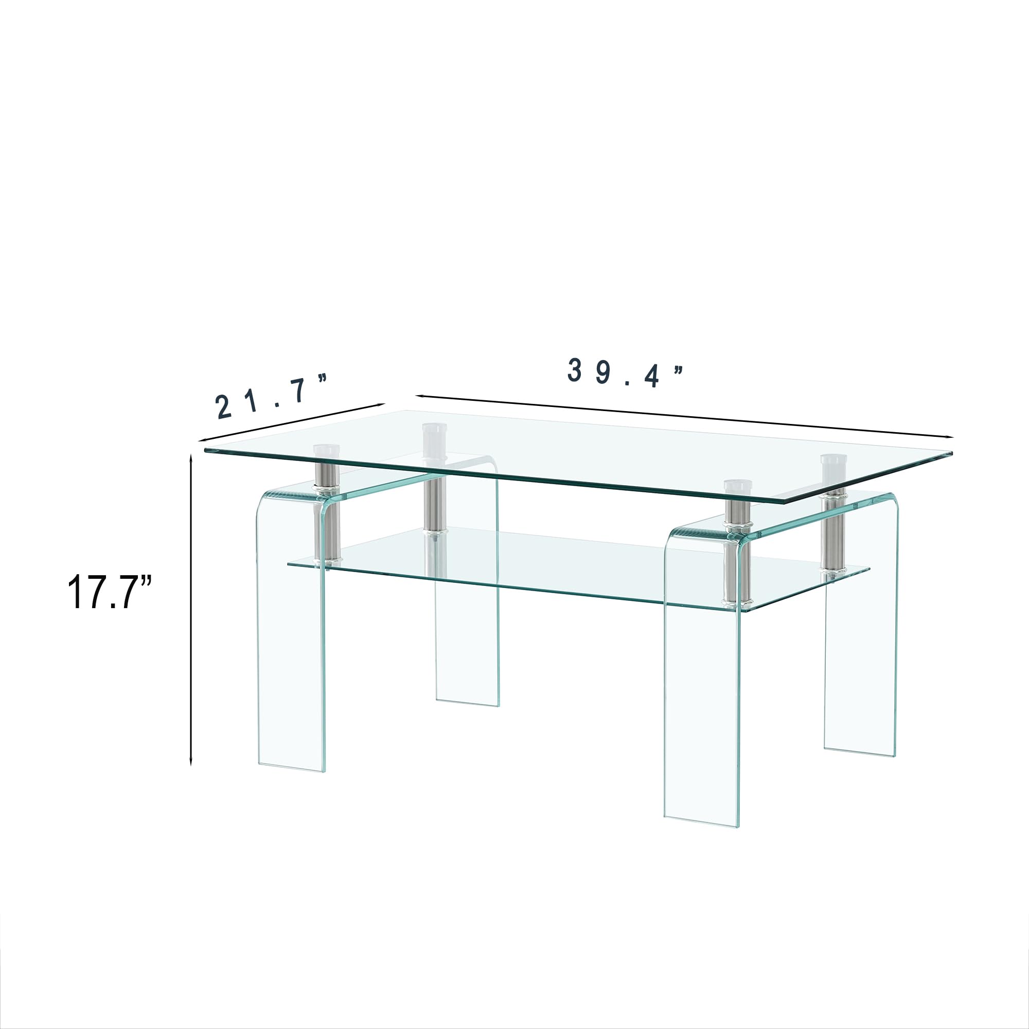 Modern Tempered Glass Coffee Table with Glass Legs - Small Living Room Centerpiece for Apartments, Condos & Lounge Areas - Durable & Stylish Home Decor