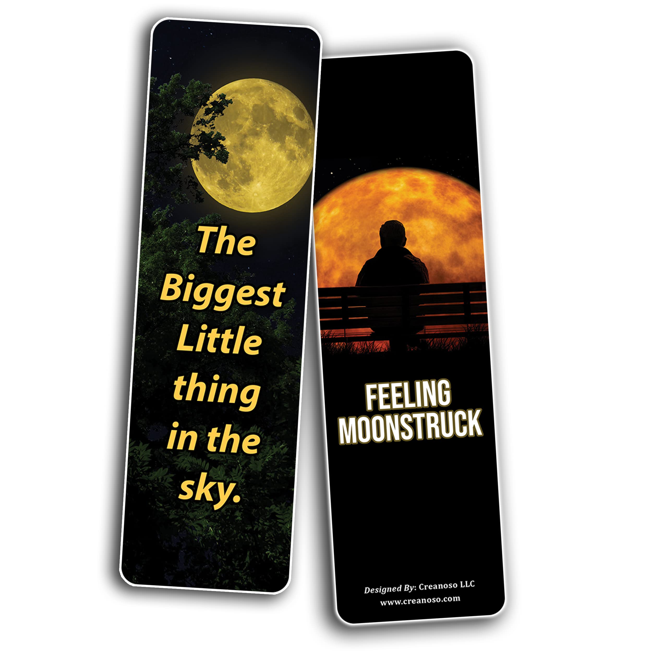 Creanoso Moon Photo Bookmarks (10 Sets X 6 Cards) – Inspirational Bookmark Set with Motivational Quotes – Unique Book Page Clippers for Readers – Perfect Gift for Book Lovers, Adults & Teens – Ideal for Reading, Journaling & Book Club Gifts