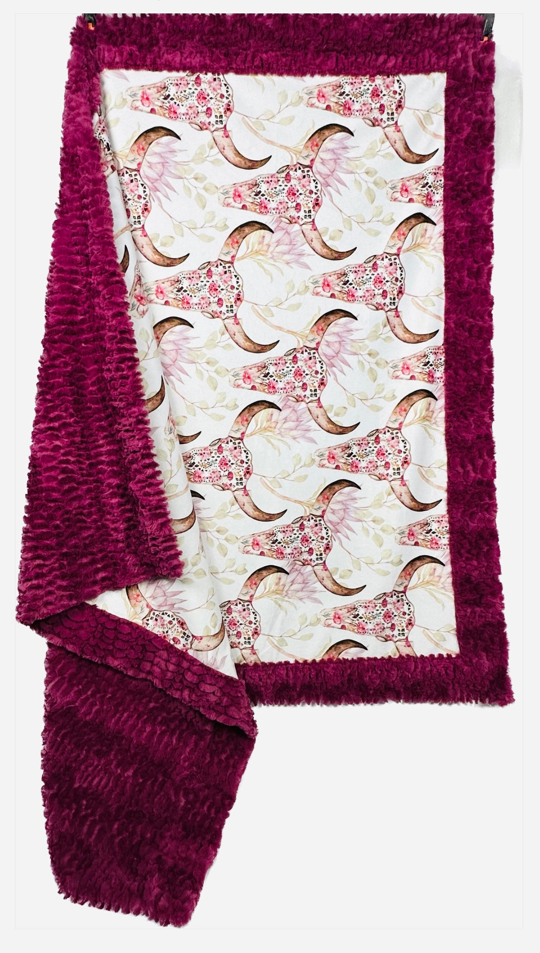 Floral Skull Florence Claret Luxe Large Adult Blanket 55x79 Inches - Soft Cozy Throw Blanket for Couch, Bed, Sofa & Home Decor
