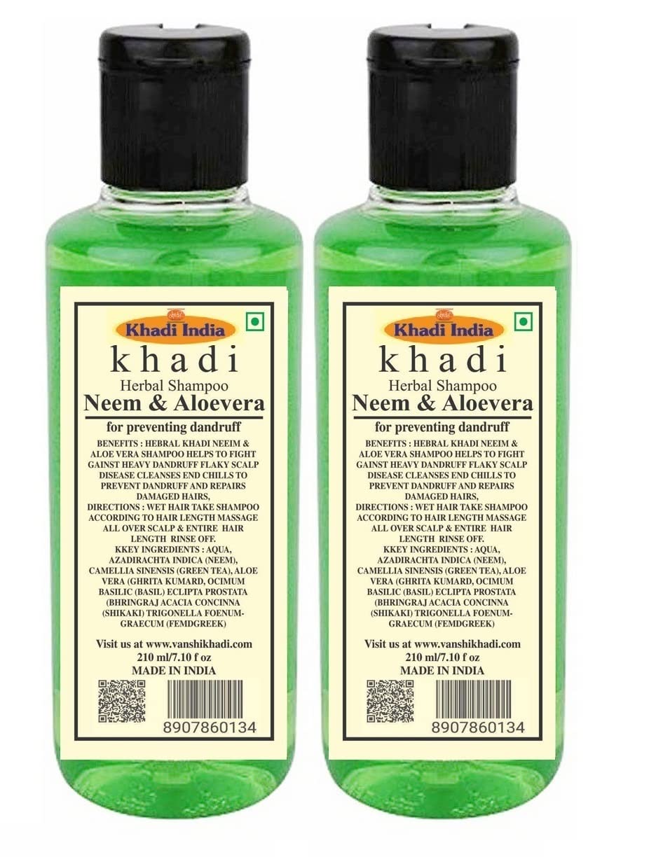 Neem & Aloe Vera Shampoo 210ml (Pack of 2) - Natural Hair Care for Dandruff & Scalp Health - Perfect for Daily Use & Sensitive Scalps