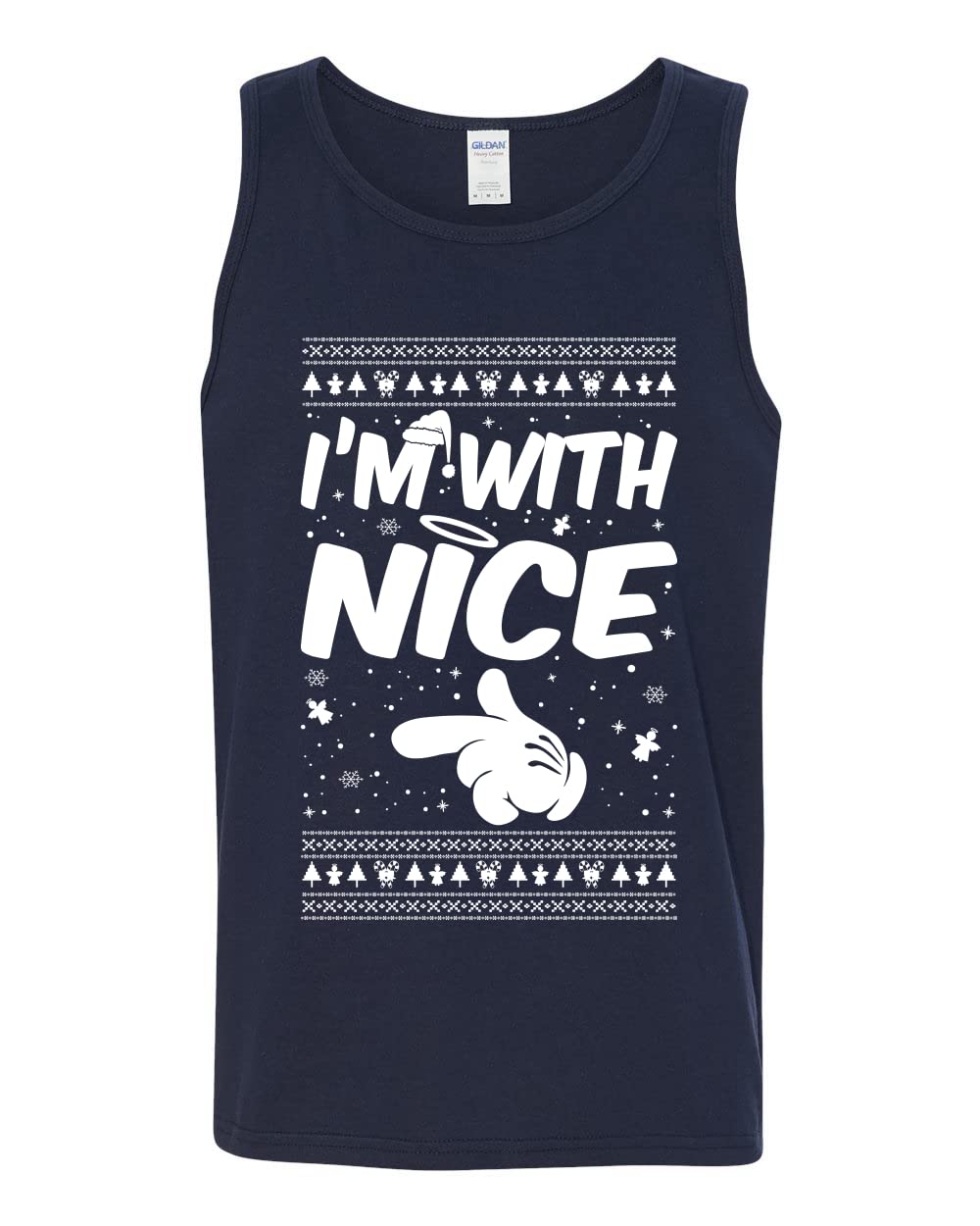 Wild Bobby 'I'm with Nice' Ugly Christmas Sweater - Graphic Tank Top for Men | Funny Holiday Party Outfit & Festive Gift Idea