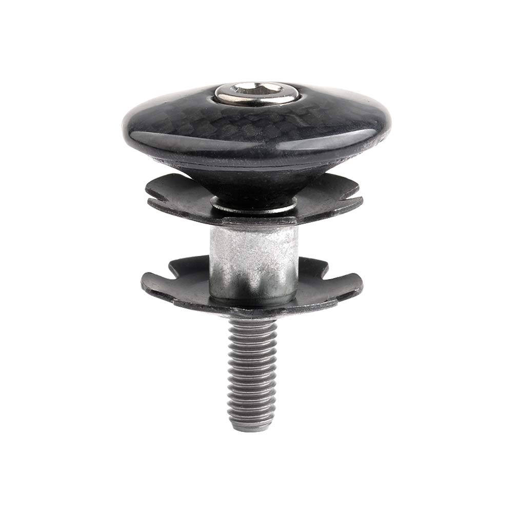 Premium Carbon Fiber Bike Headset Top Cap with M6x35mm Titanium Bolt & Star Nut - Compatible with 1-1/8