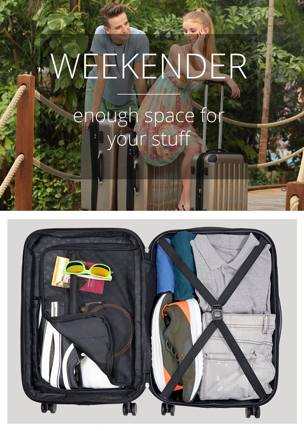 Premium White 55cm Cabin Luggage - Lightweight Carry-On Suitcase for Air Travel, Business Trips & Weekend Getaways
