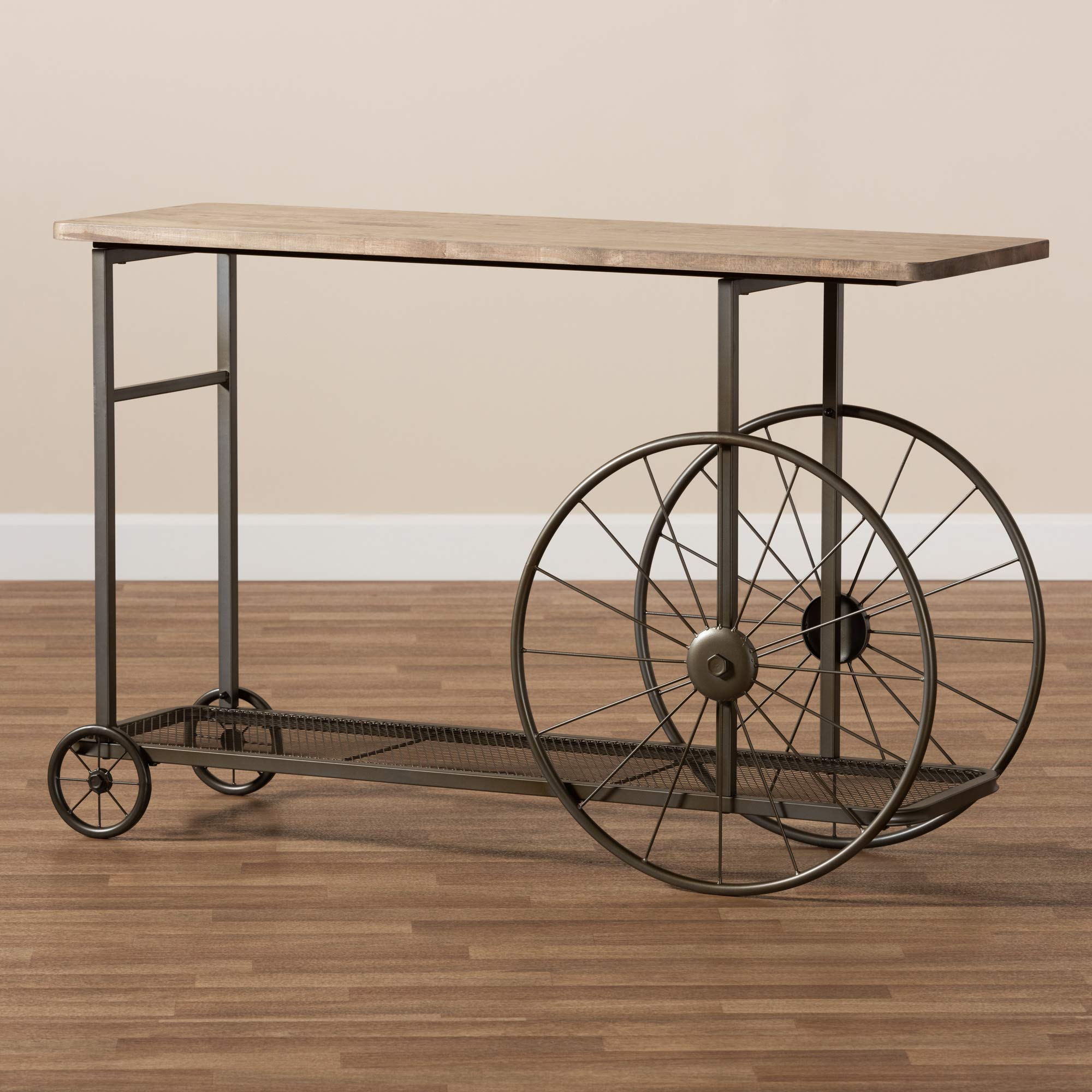 Baxton Studio Modern Console Table - Natural Wood & Black Finish - Entryway, Living Room, or Hallway Accent Furniture