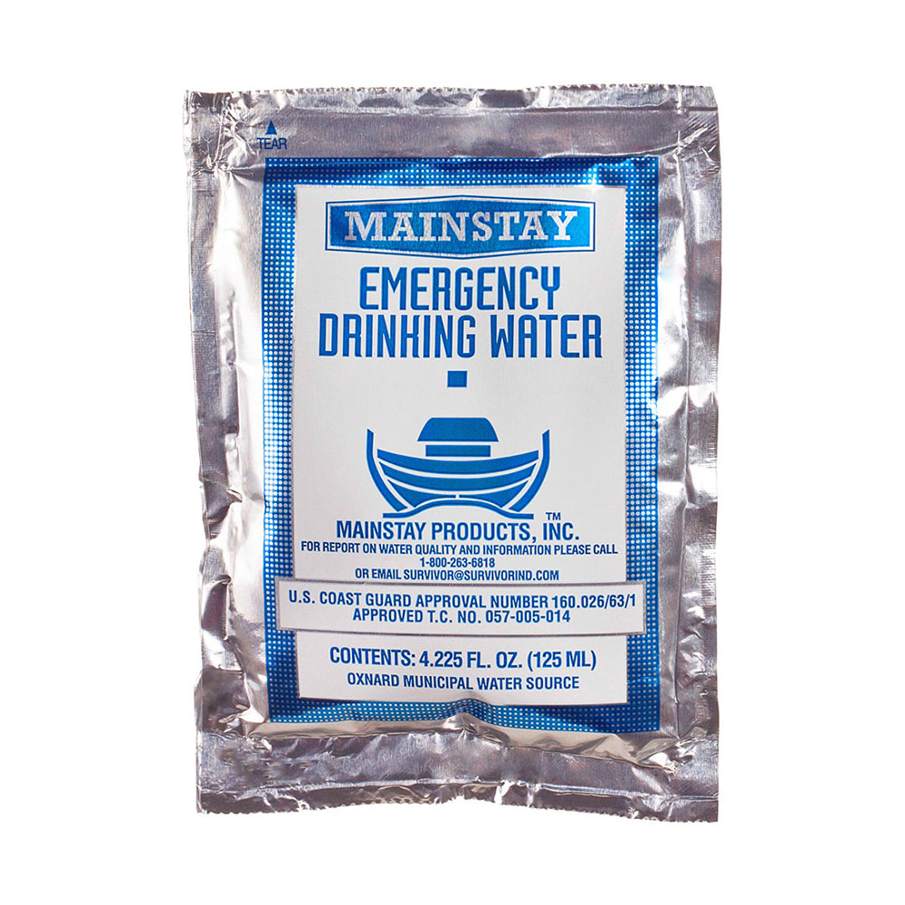 Mainstay Emergency Drinking Water 4.2 oz Pouch - Survival Water Pack for Camping, Hiking, and Emergency Preparedness - Long Shelf Life Water Storage