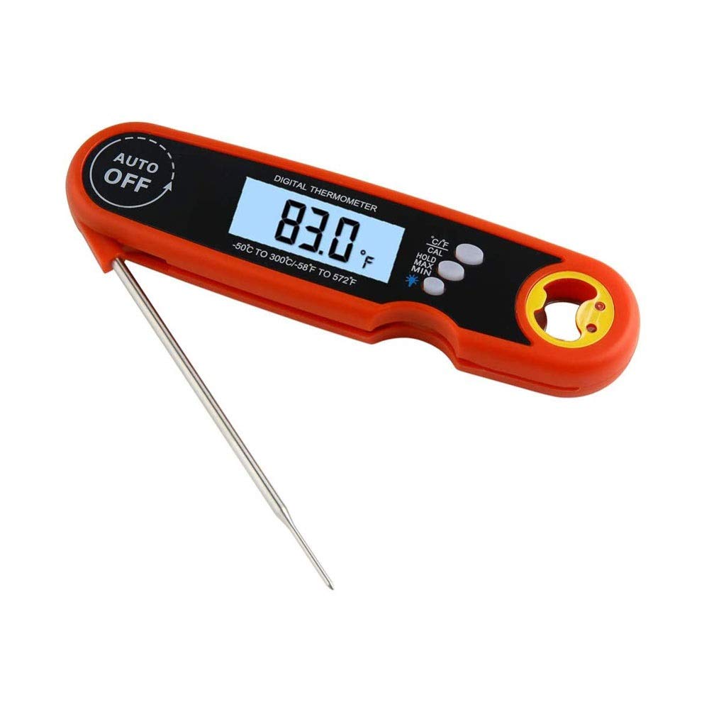 NCRD Digital Instant Read Meat Thermometer for BBQ, Grilling, Cooking - Fast & Accurate Food Thermometer with Backlight, Calibration - Perfect for Kitchen, Oven, Smoker, Candy Making (Red)