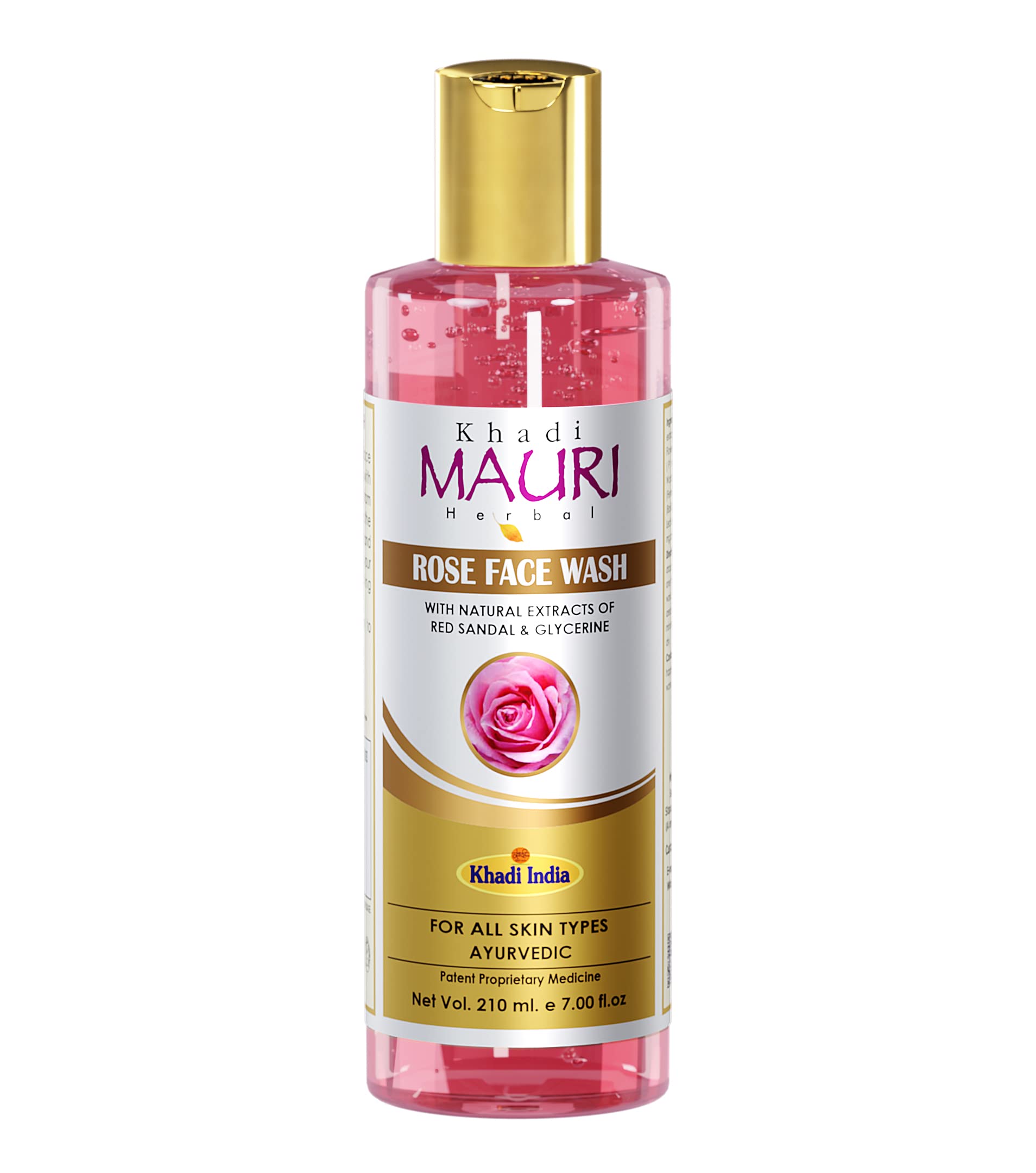 Khadi Mauri Herbal Rose Face Wash - Antioxidant-Rich Formula for Skin Repair, Gentle Acne-Fighting Cleanser (210ml) - Perfect for Daily Skincare & Blemish Control