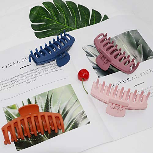ALIBA COLLECTION 6 Pack Large Non-Slip Hair Clips for Women - Strong Hold Jumbo Claw Clips for Thick & Thin Hair - Matte Banana Hair Accessories for Girls & Women - Perfect for Workouts, Office & Everyday Hairstyles