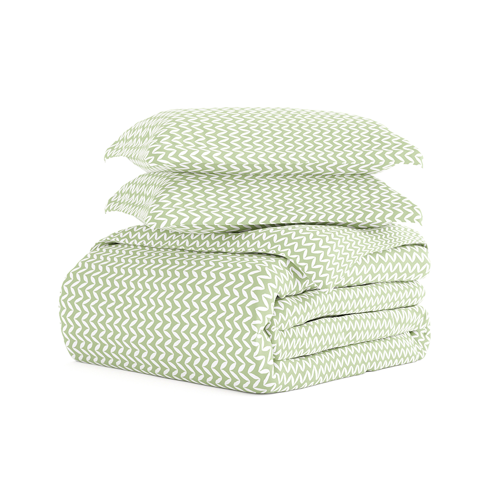 Chevron Pattern 3-Piece Duvet Cover Set - Soft Puffed Textured Bedding for Queen/King Size - Perfect for Modern Bedroom Decor & Cozy Sleep