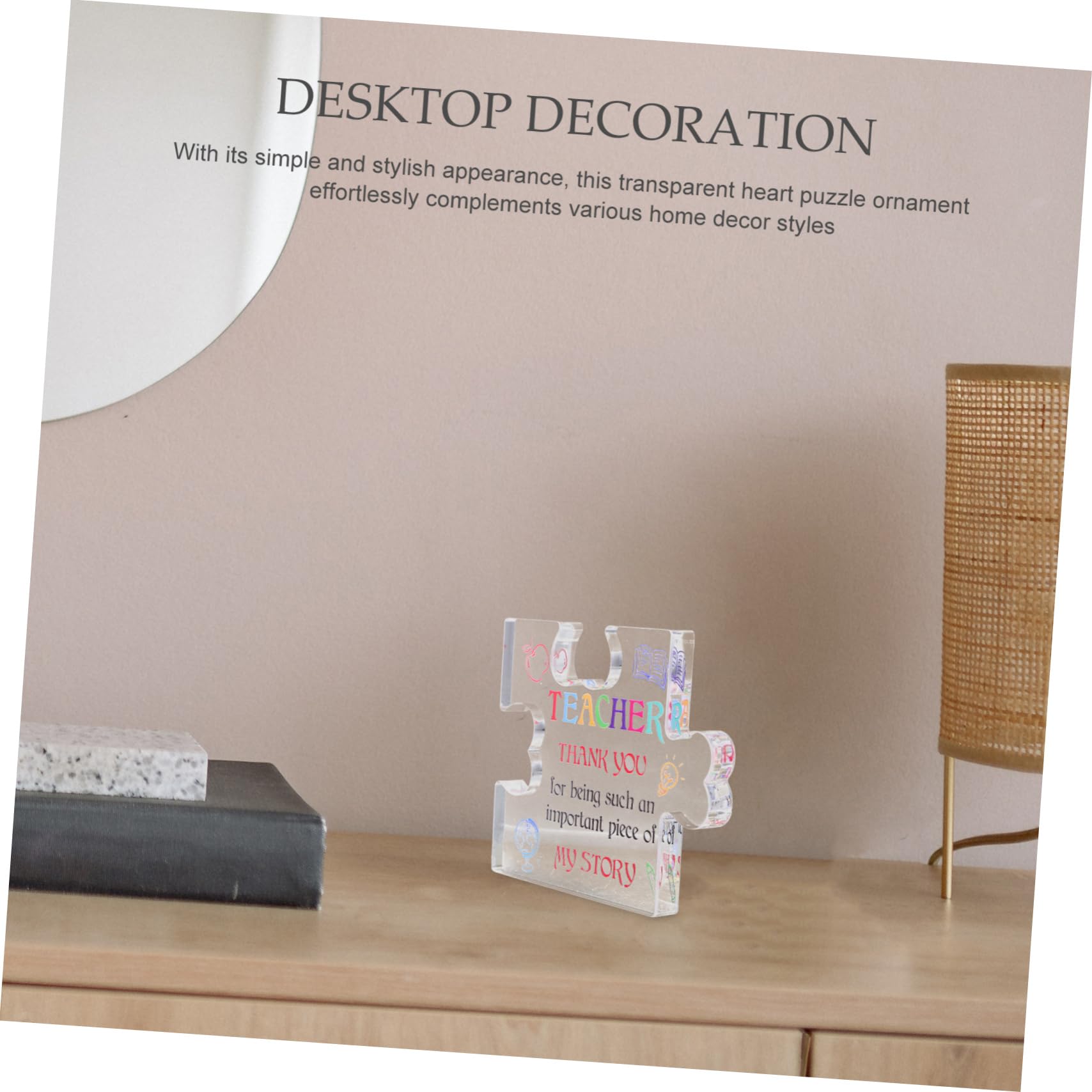 STOBOK 5-Piece Acrylic Office Decor Set - Teacher Appreciation Signs, Desk Name Plates & Table Decorations for Classroom, School, or Home Office