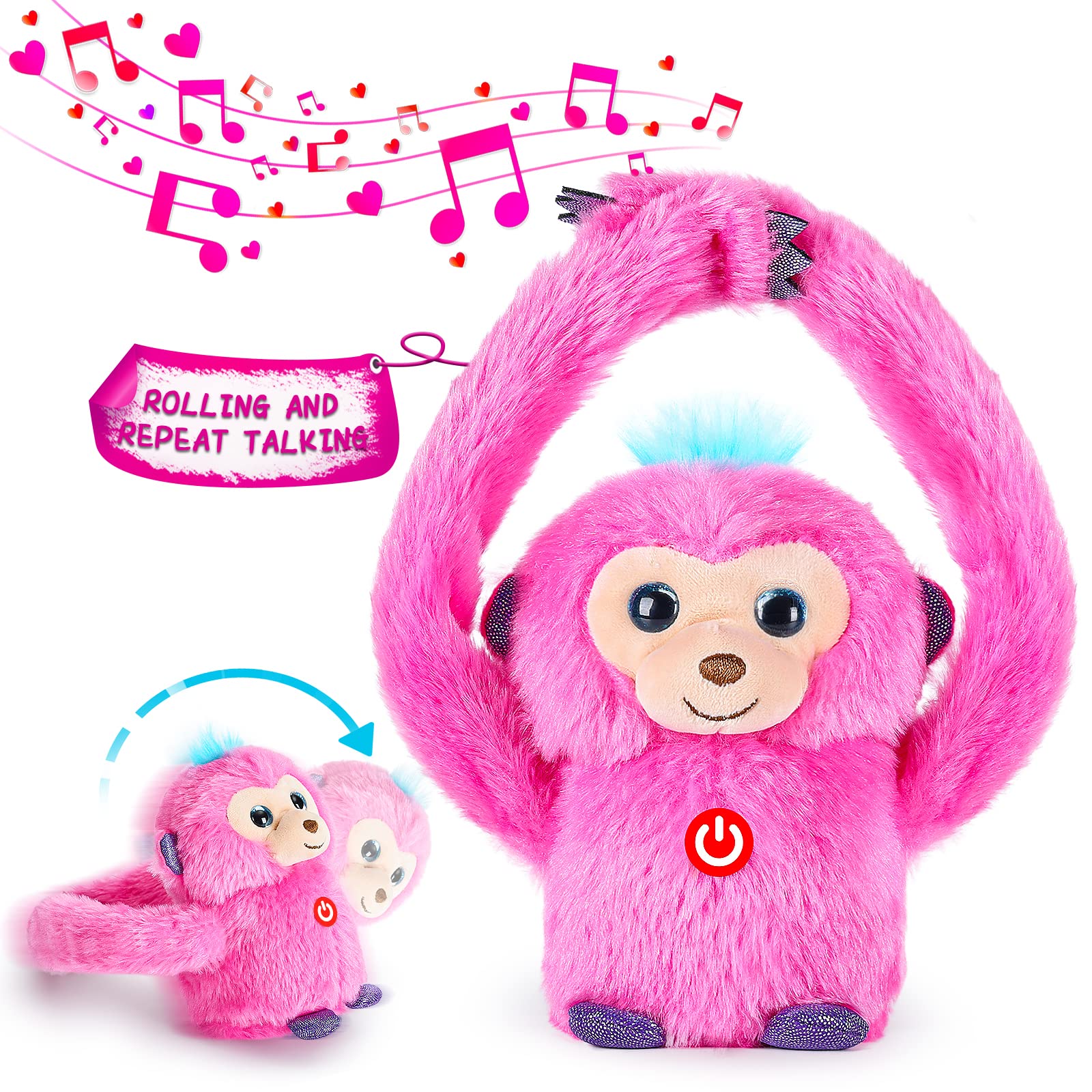 Interactive Talking & Rolling Monkey Plush Toy with Music - Electric Sensory Toy for Babies & Toddlers 4-5 Years Old - Montessori Learning Toy for Tummy Time Play - Perfect Christmas & Birthday Gift for Boys & Girls - Great for Early Childhood Development & Playtime Fun