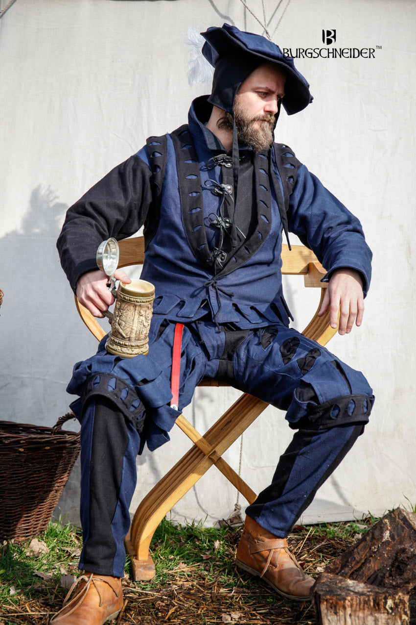 Landsknecht Vest Imperialis Blue/Black - Renaissance Costume for Men, Historical Reenactment, LARP & Cosplay - Perfect for Medieval Fairs, Theatrical Performances and Fantasy Events