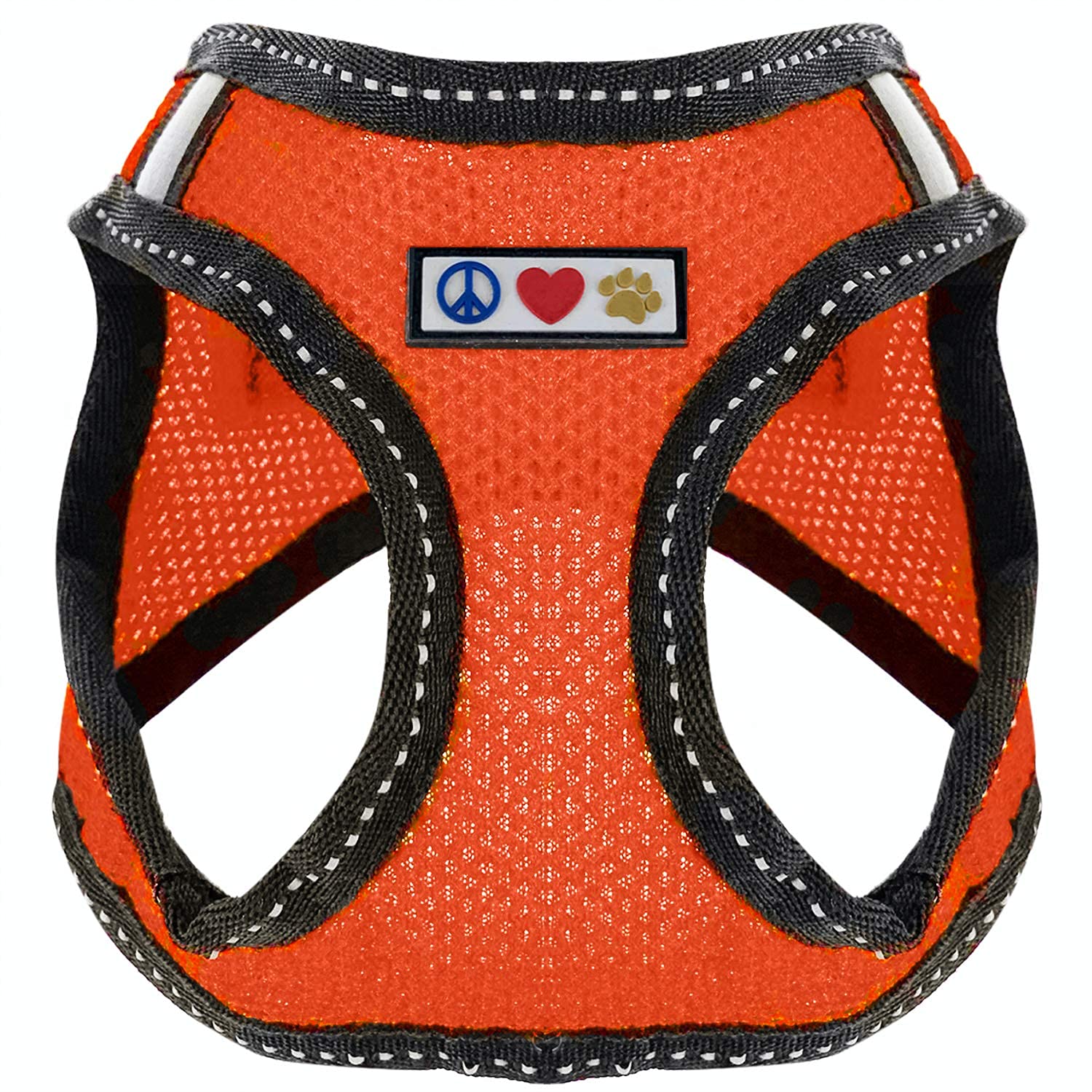 Pawtitas Reflective Dog Harness, Collar & Leash Set - Extra Small, Orange | Adjustable Mesh Vest for Small Dogs | Perfect for Night Walks, Training & Outdoor Adventures