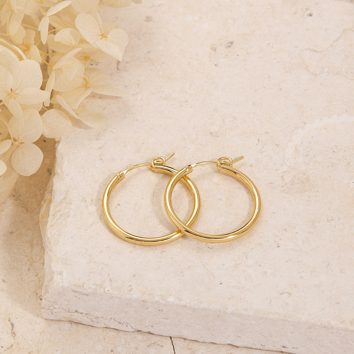 14K Gold Hoop Earrings for Women - Sleek & Stylish Sleepers for Everyday Wear & Special Occasions