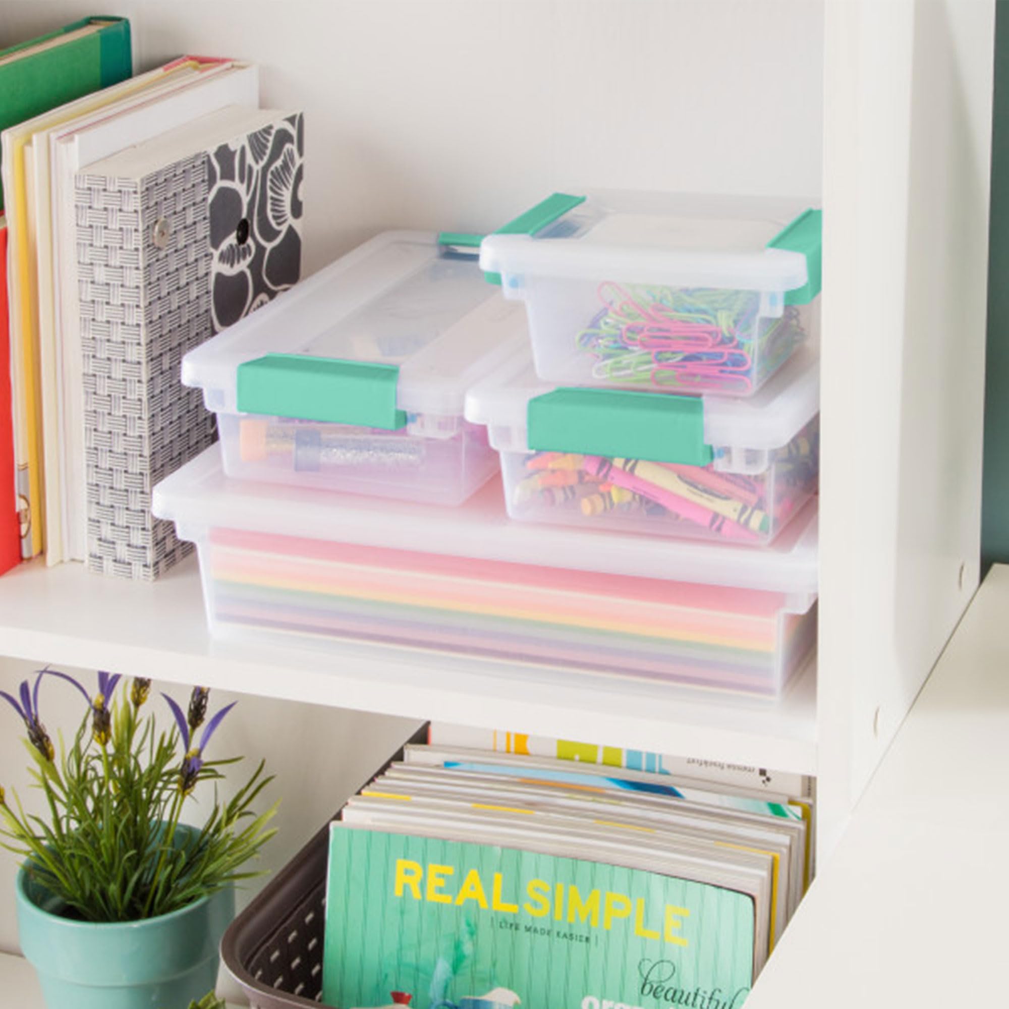 Sterilite 6-Pack Clear Plastic Storage Clip Boxes - Organize Crafts, Office Supplies & Small Items | Perfect for Home, Office & School Organization